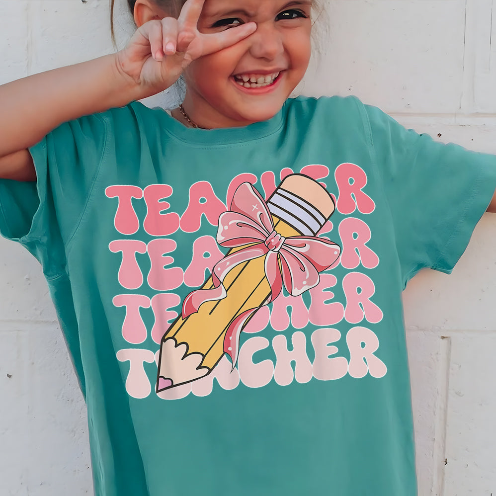 Coquette School Shirt,Back To School Shirts,Teacher Coquette Pink Bow T-Shirt,Cute Teacher Gift V2,First Day of School Tee,Teacher Appreciation