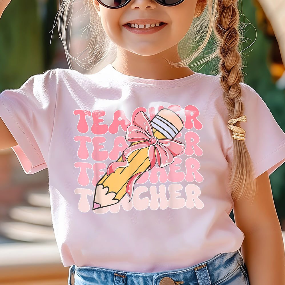 Coquette School Shirt,Back To School Shirts,Teacher Coquette Pink Bow T-Shirt,Cute Teacher Gift V2,First Day of School Tee,Teacher Appreciation