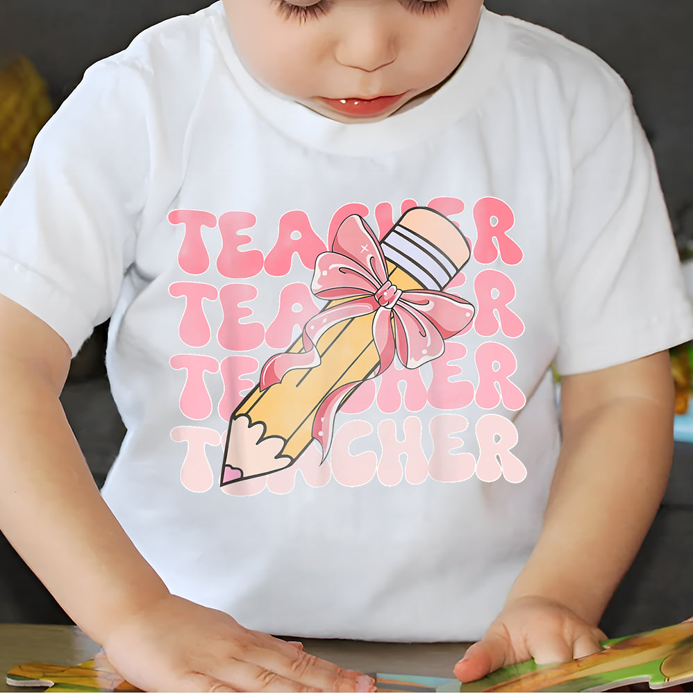 Coquette School Shirt,Back To School Shirts,Teacher Coquette Pink Bow T-Shirt,Cute Teacher Gift V2,First Day of School Tee,Teacher Appreciation