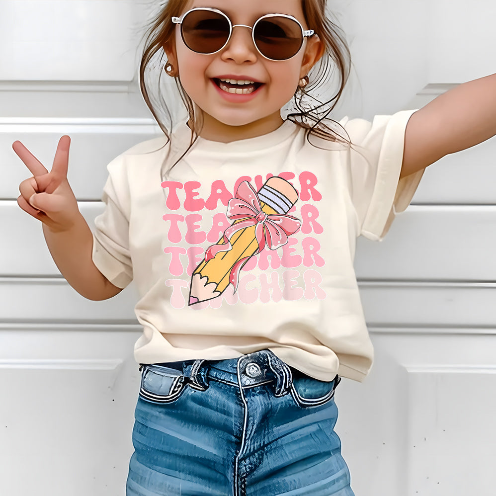 Coquette School Shirt,Back To School Shirts,Teacher Coquette Pink Bow T-Shirt,Cute Teacher Gift V2,First Day of School Tee,Teacher Appreciation