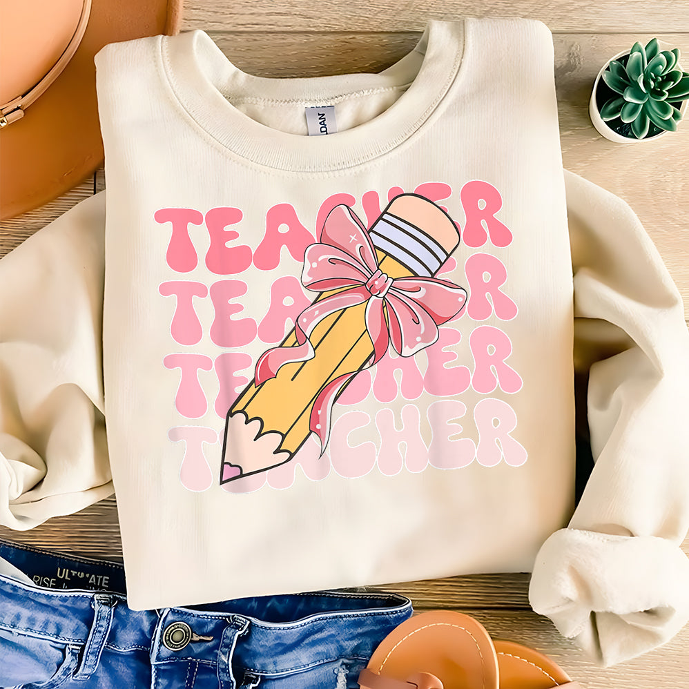 Coquette School Shirt,Back To School Shirts,Teacher Coquette Pink Bow T-Shirt,Cute Teacher Gift V2,First Day of School Tee,Teacher Appreciation