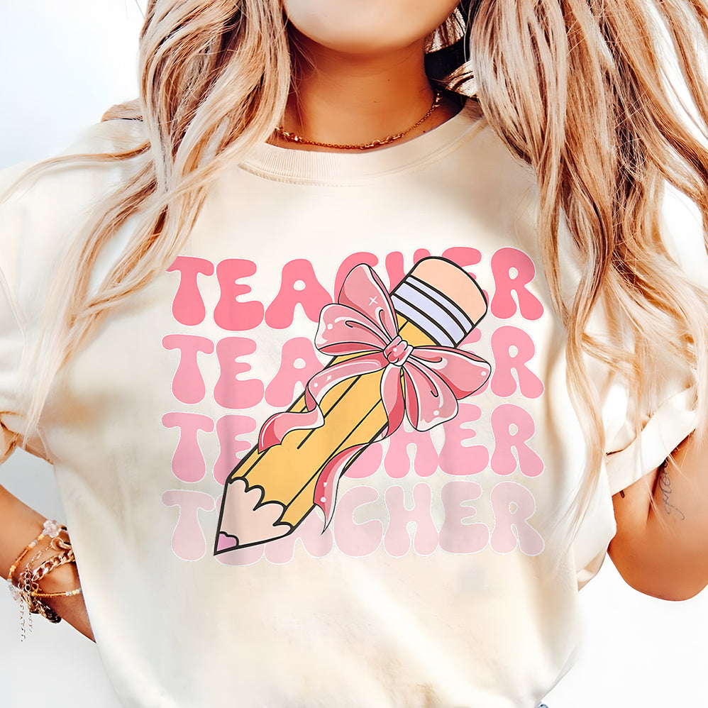 Coquette School Shirt,Back To School Shirts,Teacher Coquette Pink Bow T-Shirt,Cute Teacher Gift V2,First Day of School Tee,Teacher Appreciation