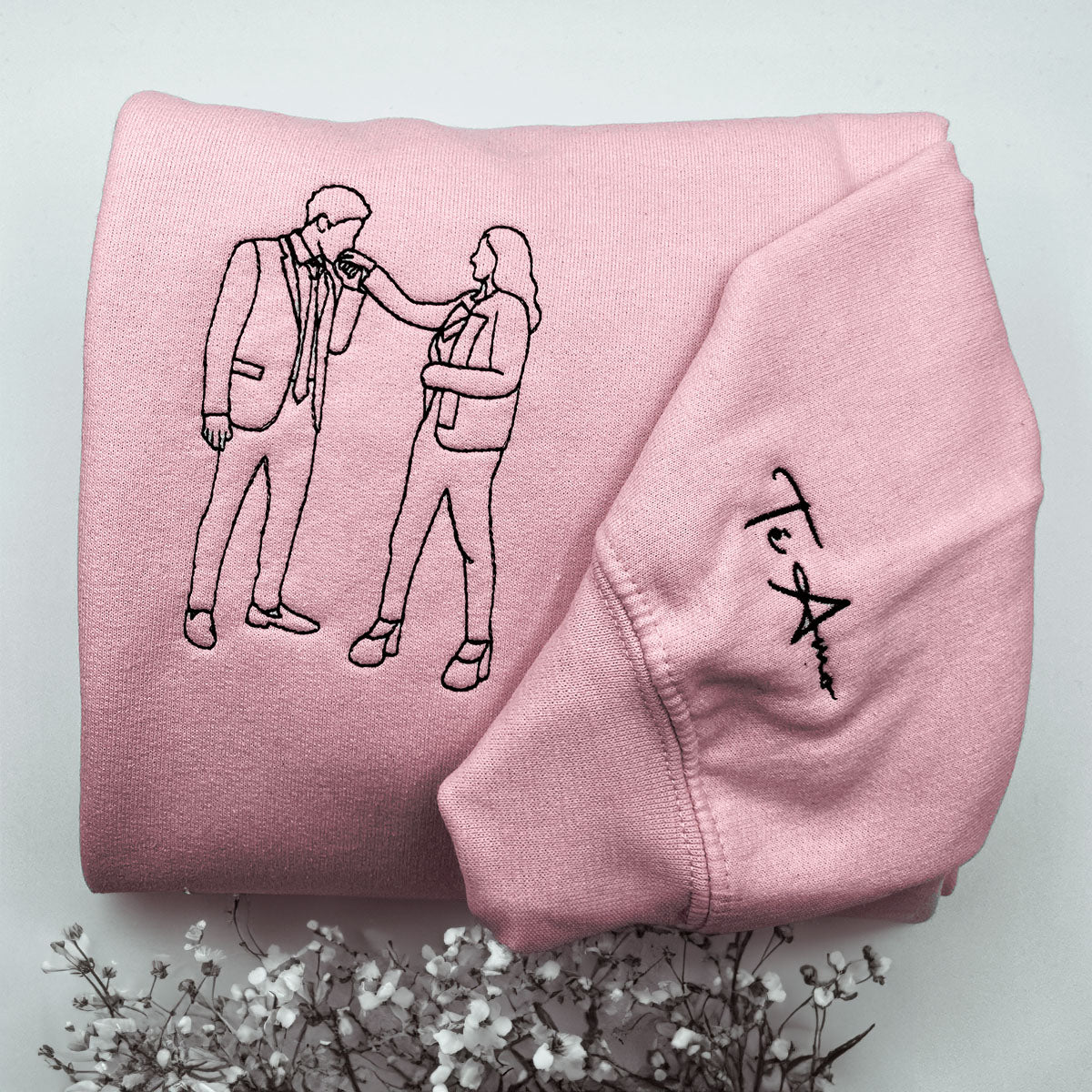 Personalized Anniversary Gifts for Couples, Custom Embroidered Sweatshirt / Hoodie Matching Wedding 1 - 50 Year em2