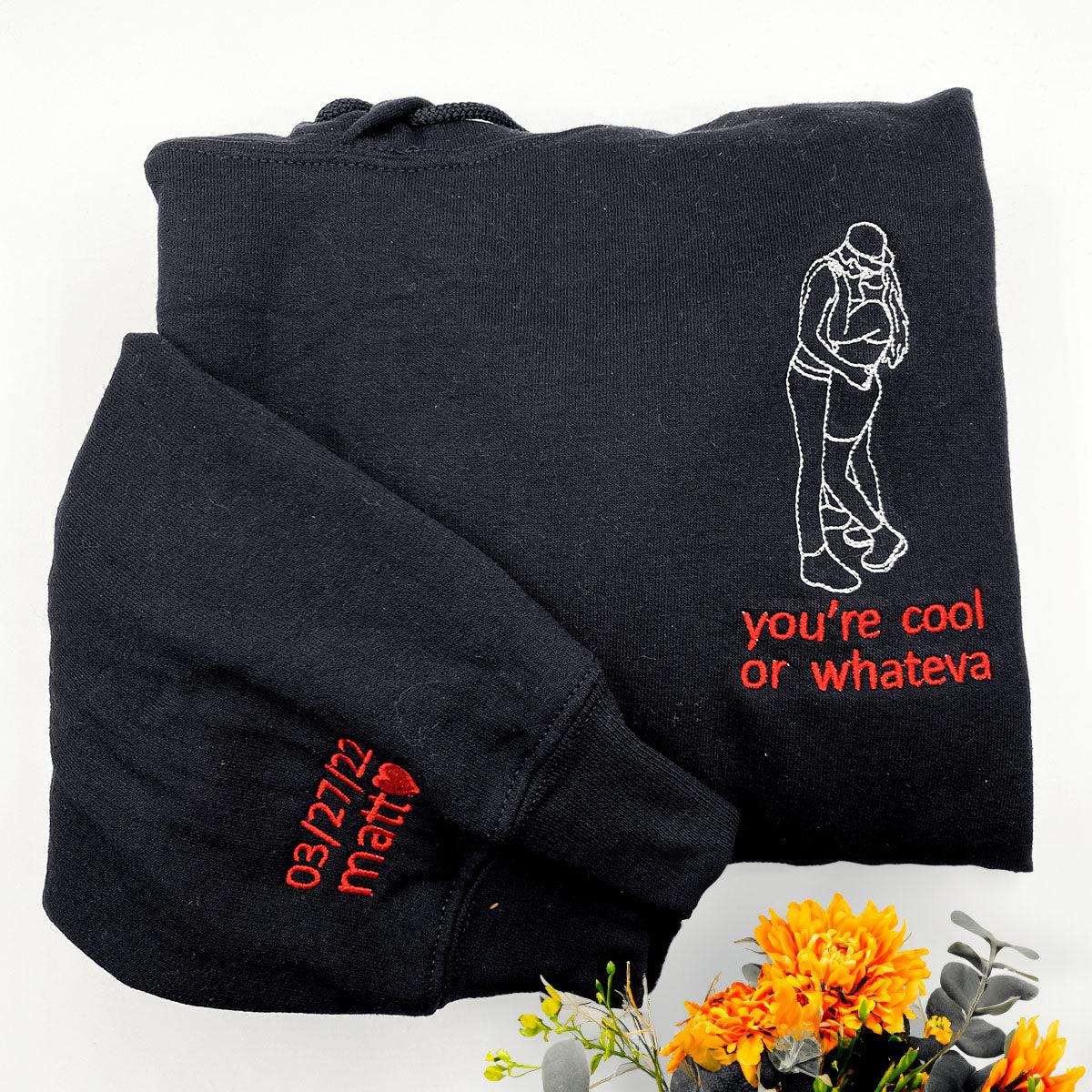 Personalized Anniversary Gifts for Couples, Custom Embroidered Sweatshirt / Hoodie Matching Wedding 1 - 50 Year em2