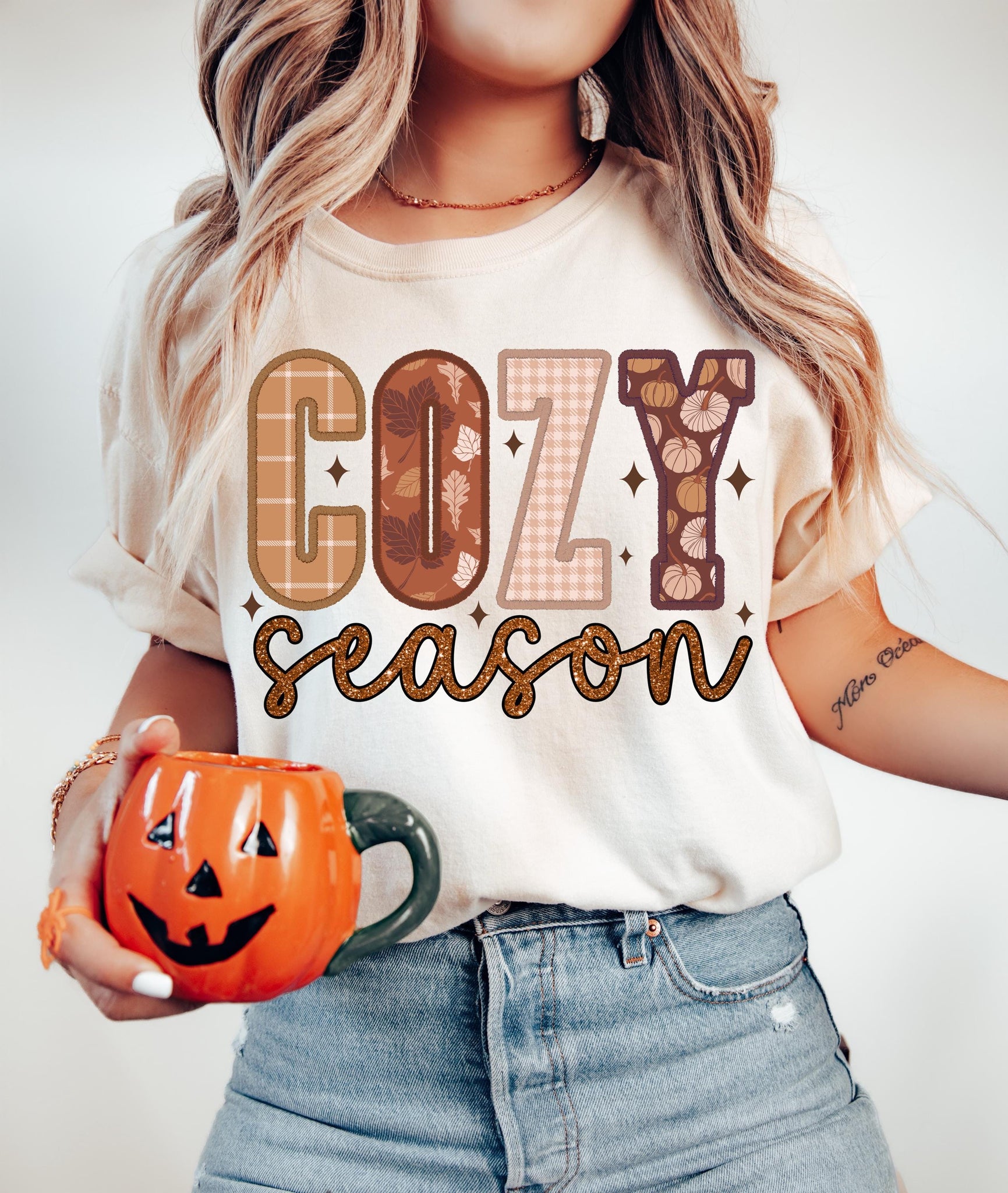 Cozy Season PNG, Fall png, Faux Embroidery Png, Autumn Png, Retro Halloween Png, Thanksgiving Png, Fall T Shirt Sublimation, dtf SCU