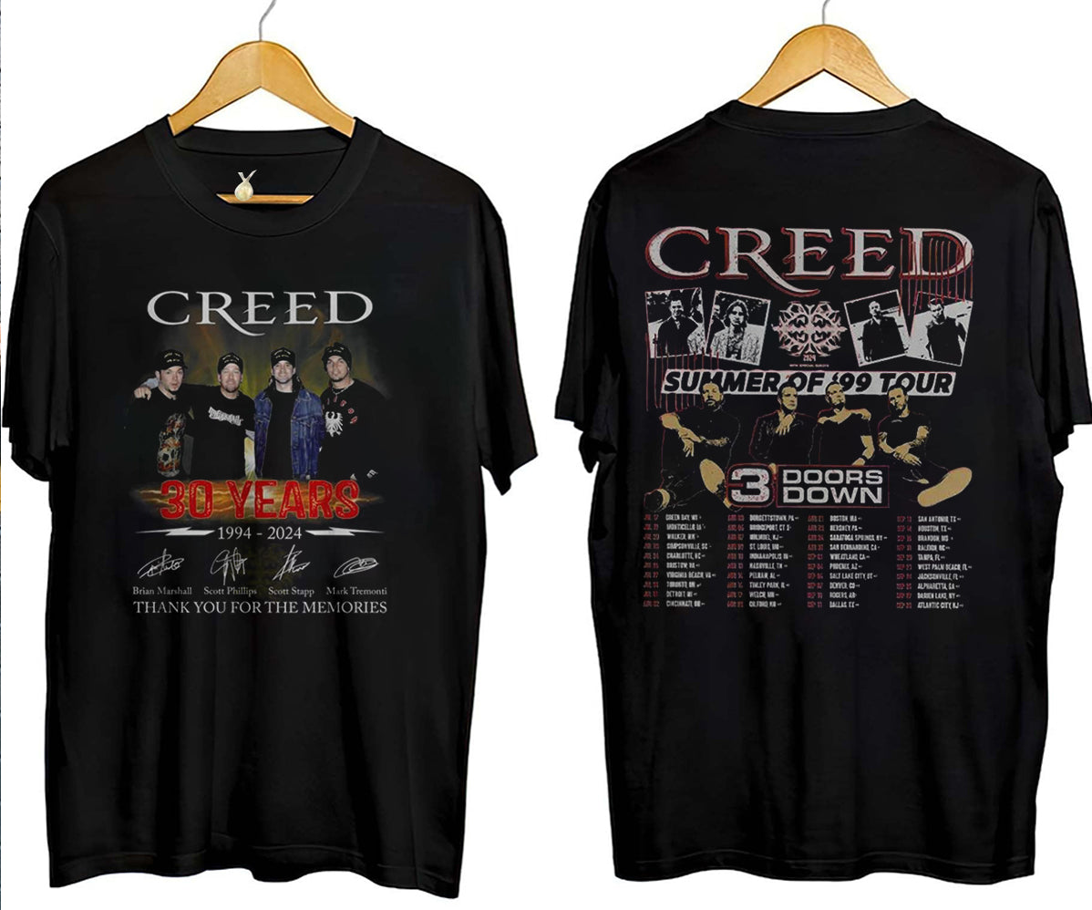 Creed 2024 Tour Summer of ?99 Tour T-Shirt, Creed Band T-Shirt, Summer of ?99 Tour 2024 Shirt, Creed Band Fan Gift, Creed Merch