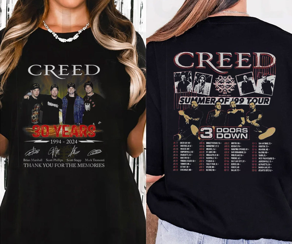 Creed 2024 Tour Summer of ?99 Tour T-Shirt, Creed Band T-Shirt, Summer of ?99 Tour 2024 Shirt, Creed Band Fan Gift, Creed Merch MS24