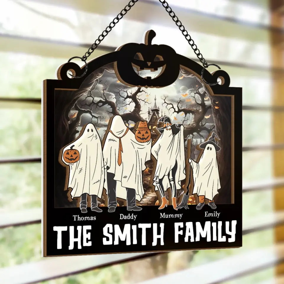 Creepy And Full Of Love, Our Family Halloween Rocks - Family Personalized Window Hanging Suncatcher - Halloween Gift For Family Members  ORHA2208