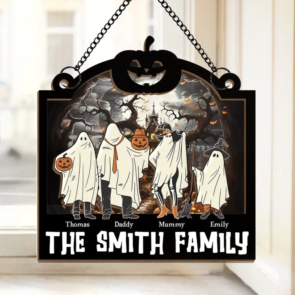 Creepy And Full Of Love, Our Family Halloween Rocks - Family Personalized Window Hanging Suncatcher - Halloween Gift For Family Members  ORHA2208