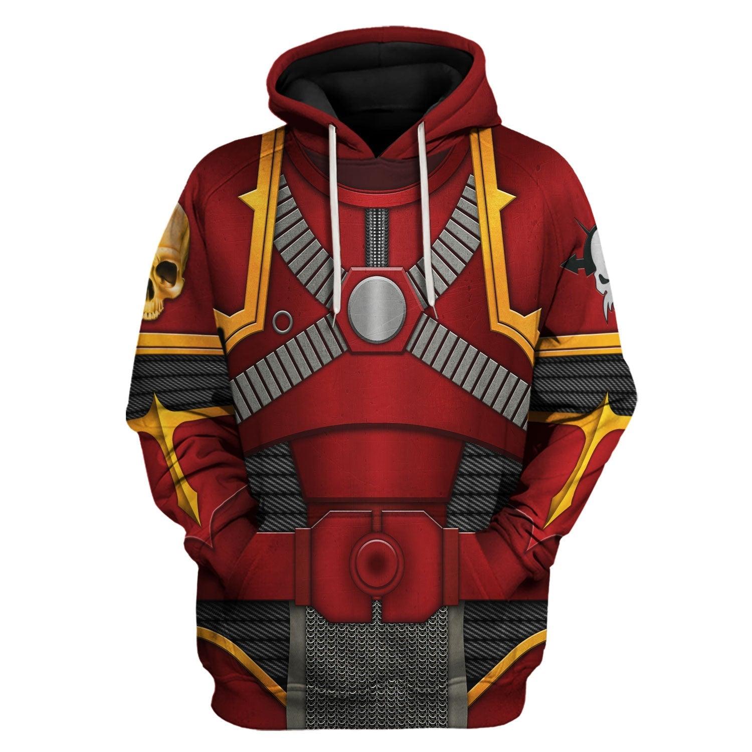 Crimson Slaughter Warband Colour Scheme Warhammer Costume Hoodie Jogger,Crimson Slaughter Warband Colour Scheme Marines Cosplay 3D Hoodie Pants, Warhammer 3D Tracksuit 