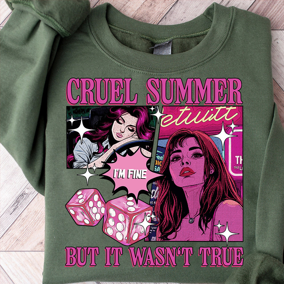 Cruel Summer Shirt, Retro Girl Aesthetic, I'm Fine, But It Wasn't True, Music Lover Song Lyrics