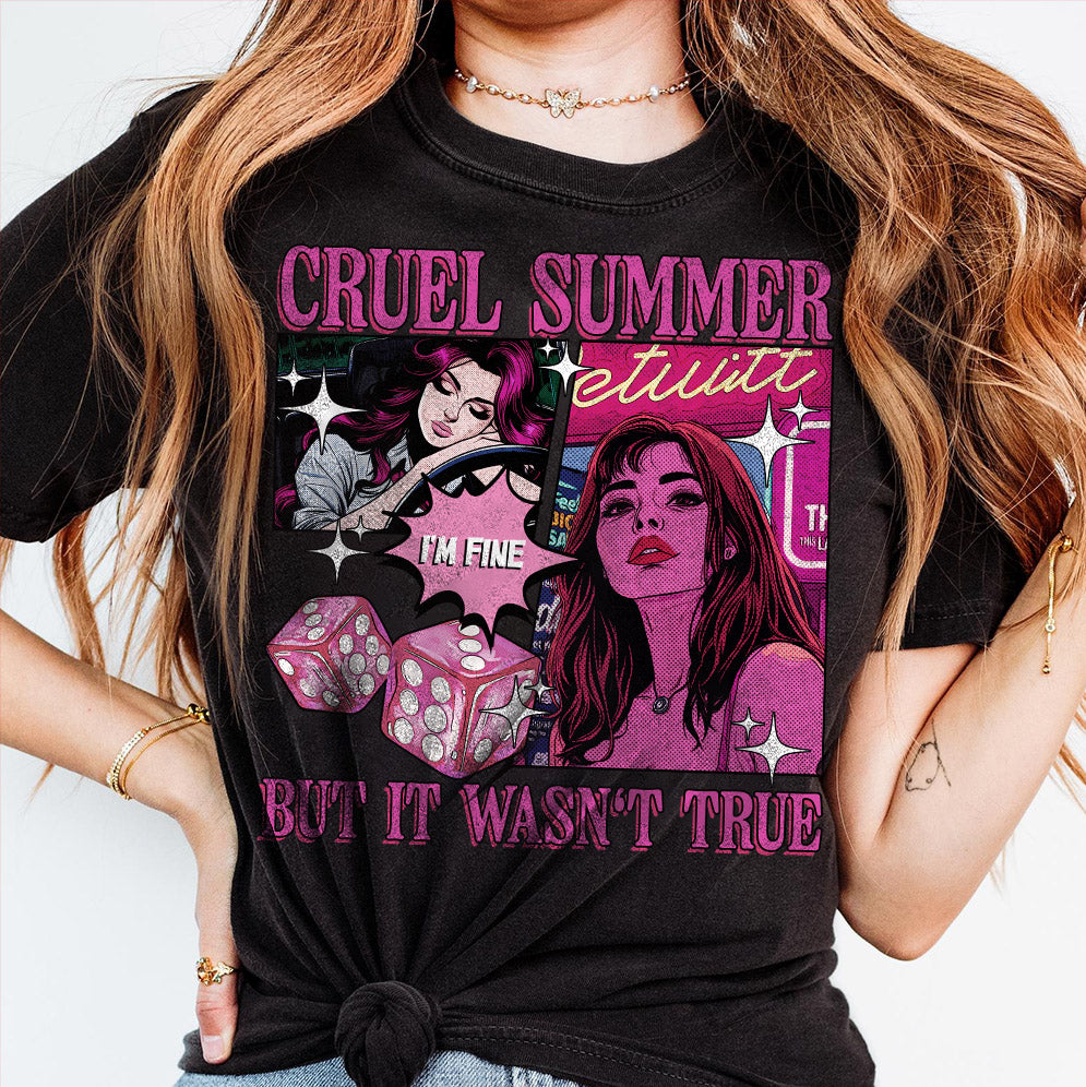 Cruel Summer Shirt, Retro Girl Aesthetic, I'm Fine, But It Wasn't True, Music Lover Song Lyrics