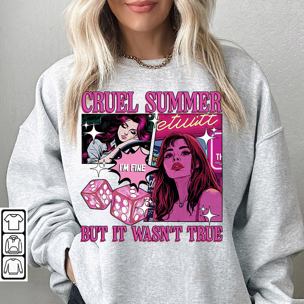 Cruel Summer Shirt, Retro Girl Aesthetic, I'm Fine, But It Wasn't True, Music Lover Song Lyrics