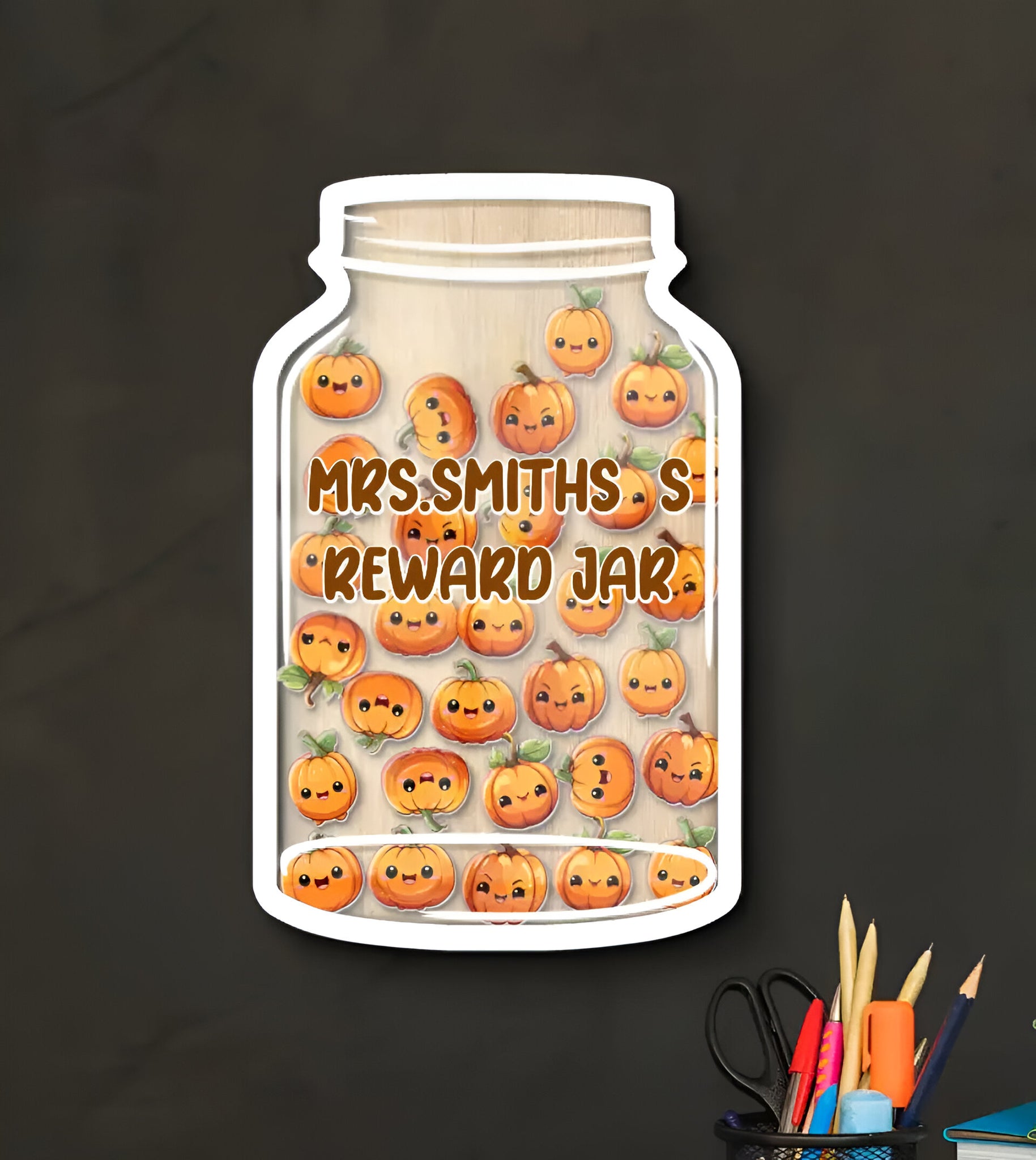 Custom Magnetic Reward Jar For Classrooms With Pumpkin Tokens - Motivational Goal Tracker for Kids - Educational Tool for Teachers & Parents Rejar