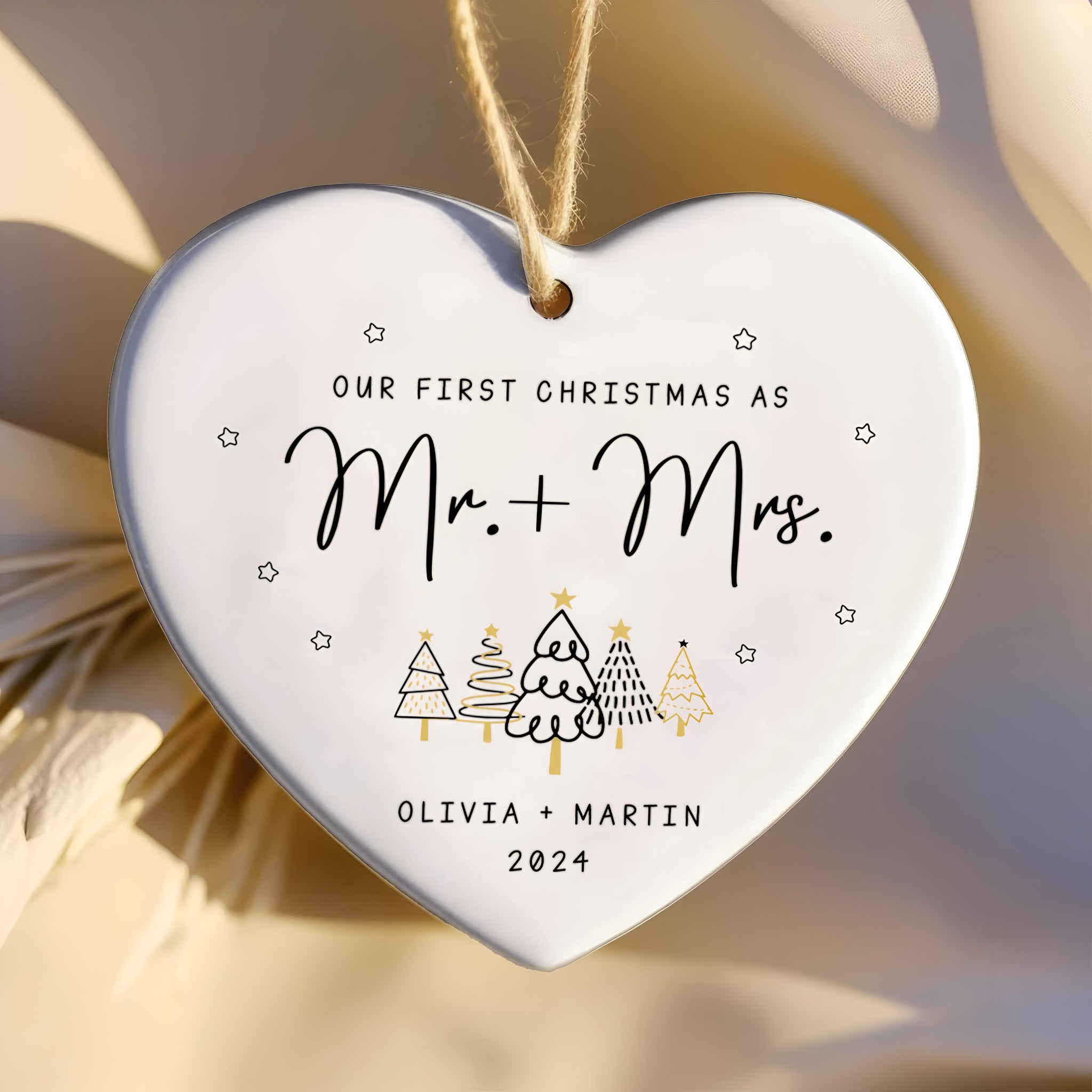 Custom Mr and Mrs Ornament, Engagement Ornament Gift For Couple, Newlywed Gift, Wedding Christmas Ornaments, Anniversary Gift For Husband Wife CY06-05 ORN2509
