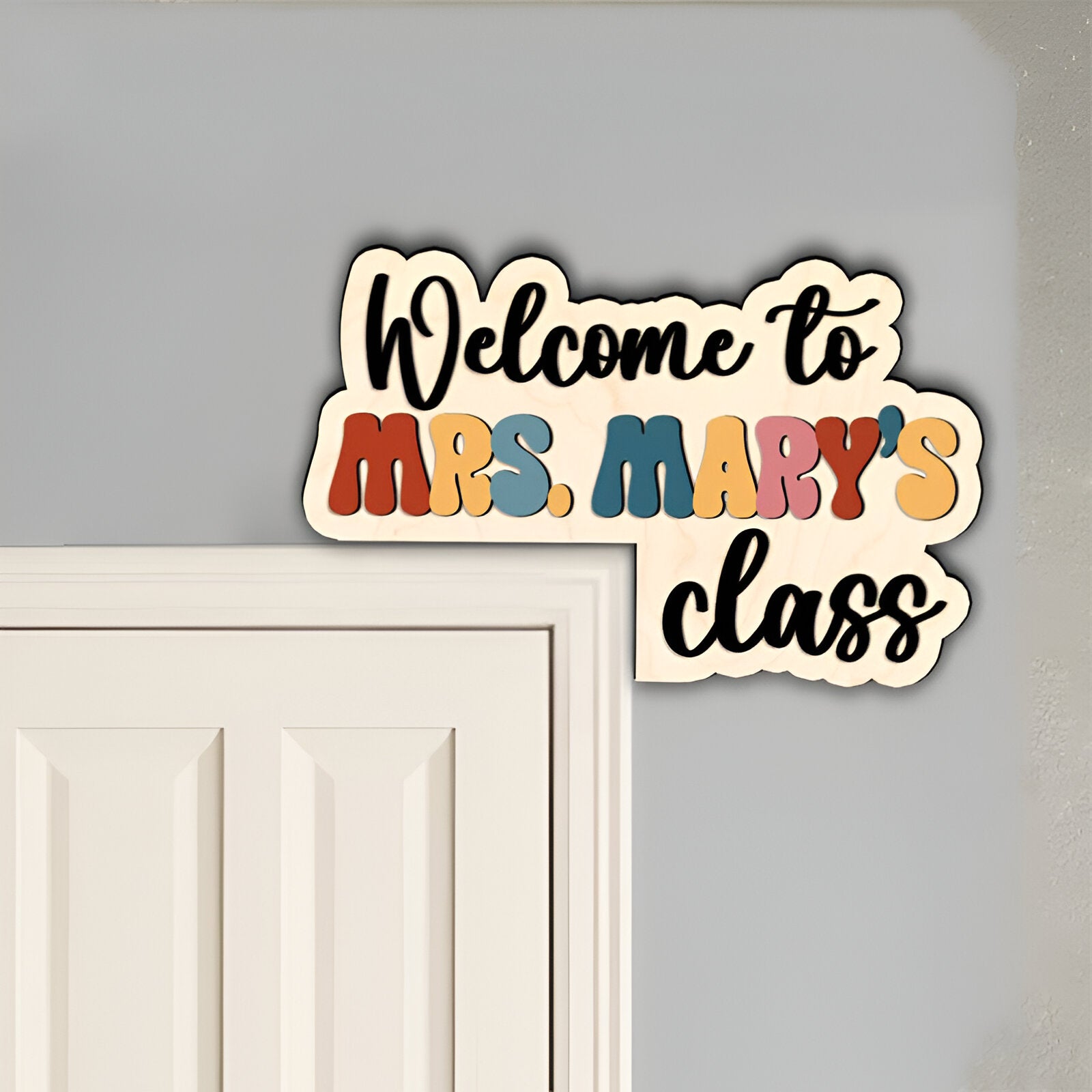 Cusstom Teacher Name Doorframe Corner Sign Dofra