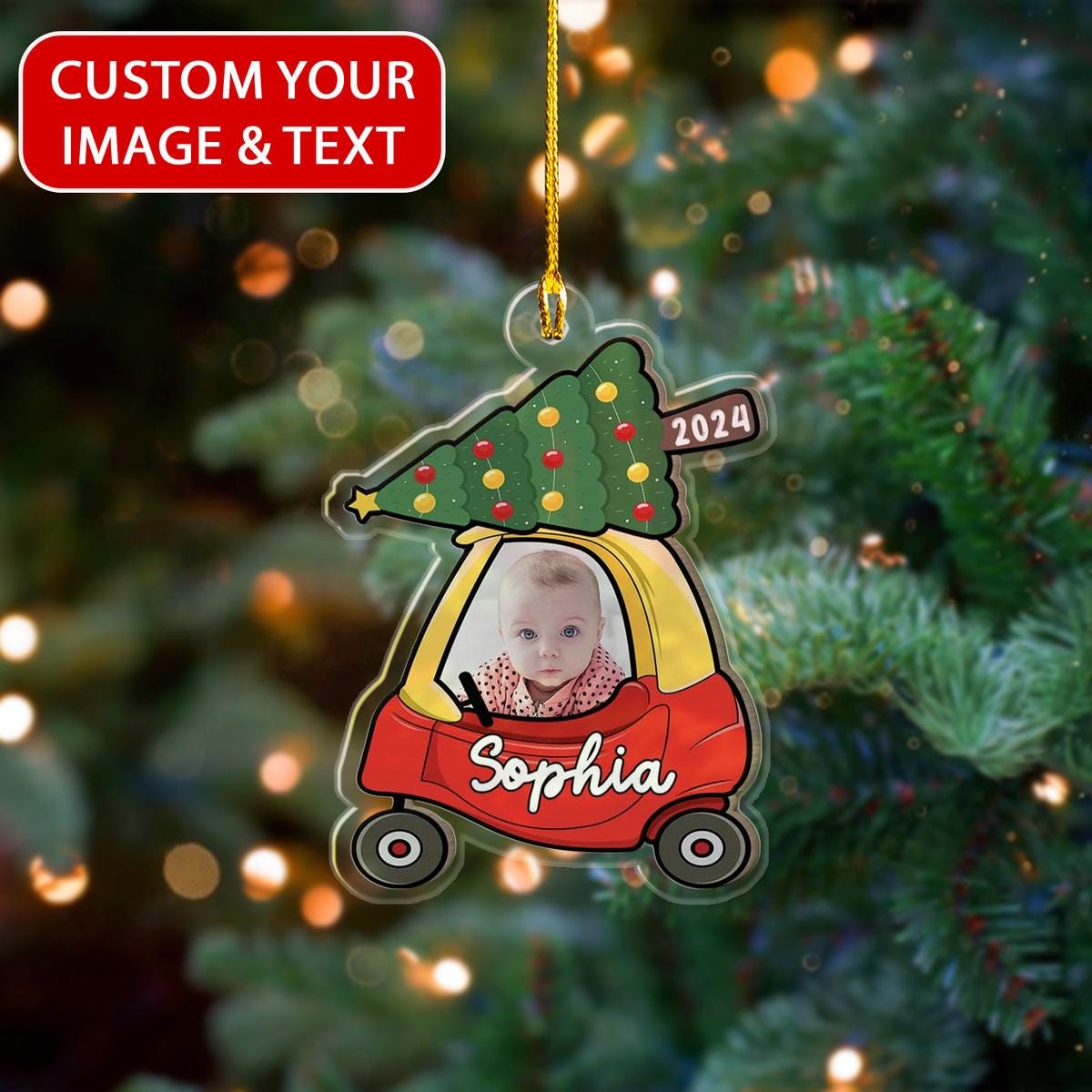 Custom Baby Photo Christmas Ornament, Kids Ornament 2024, First Christmas Ornament, Personalized Kids Photo First Christmas Ornament ORNO5