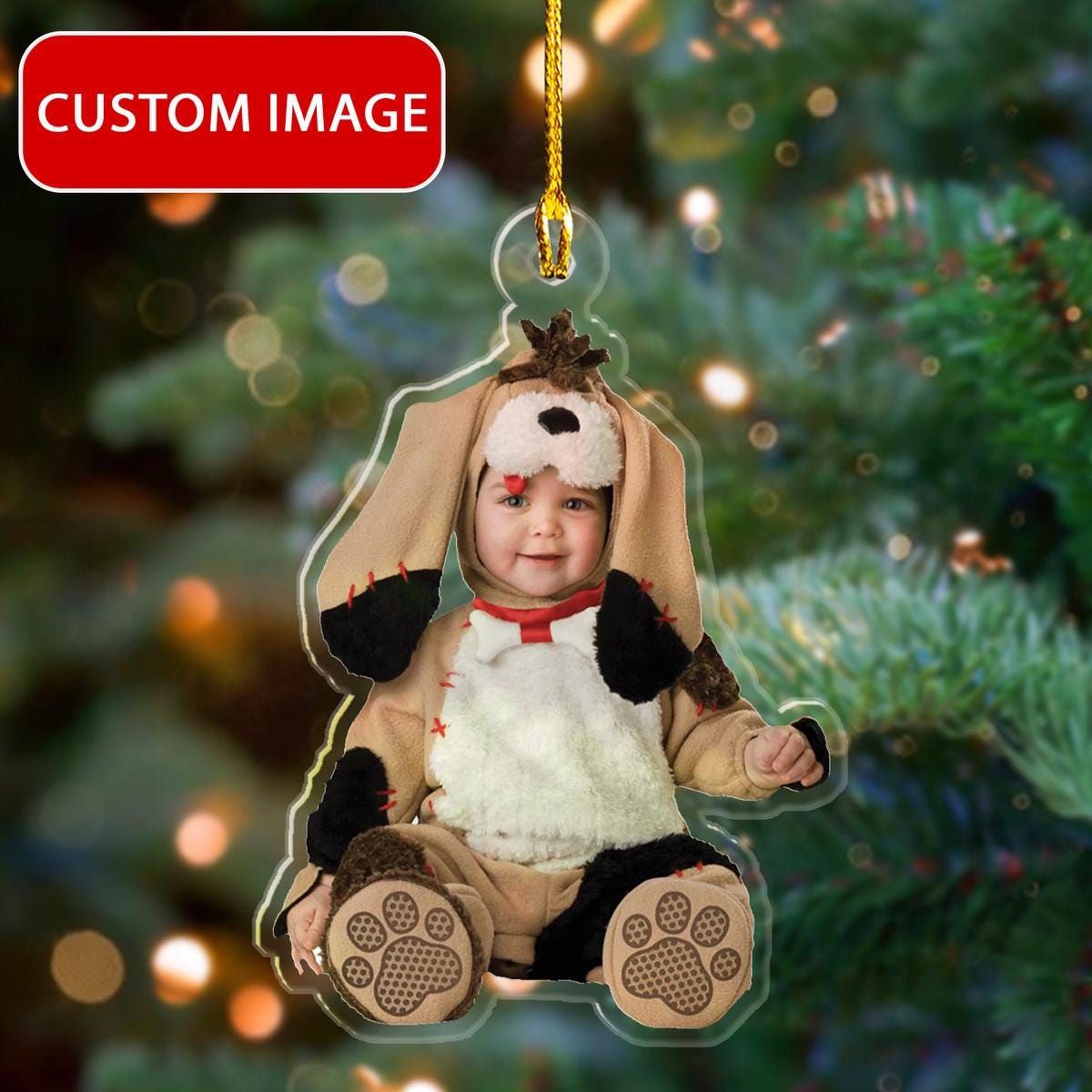 Custom Baby Precious Puppy Costume Ornament, Baby Christmas Tree Hanger, Custom Puppy Photo Ornament, Puppy Lovers Ornament ORNO5