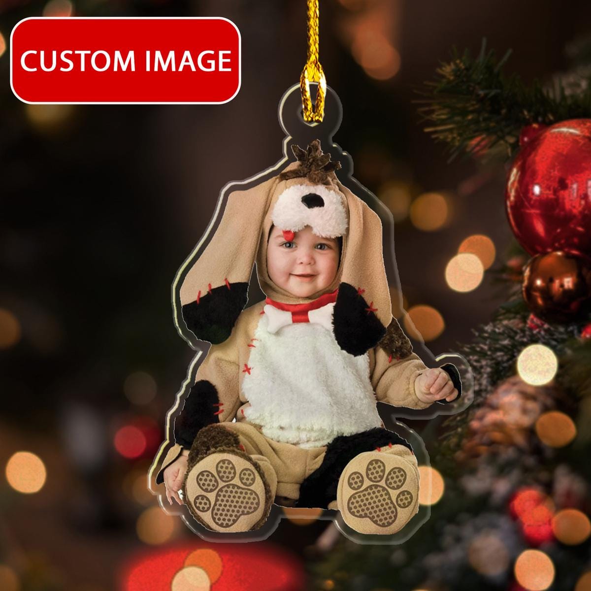 Custom Baby Precious Puppy Costume Ornament, Baby Christmas Tree Hanger, Custom Puppy Photo Ornament, Puppy Lovers Ornament ORNO5