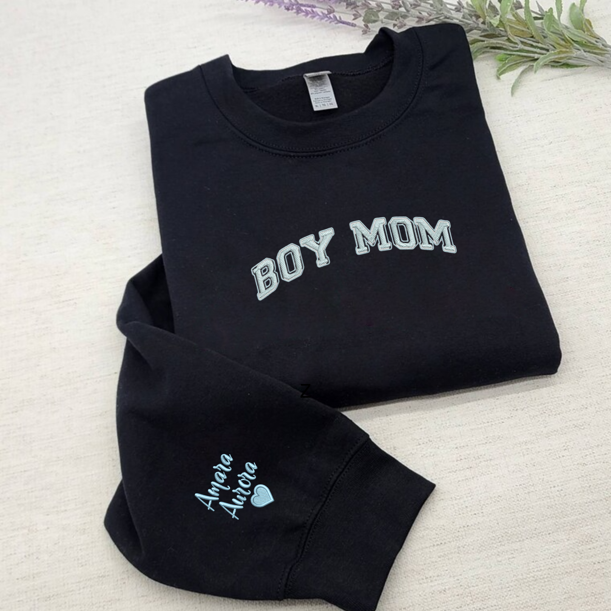 Custom Boy Mom Embroidery Sweatshirt, Matching Mommy and Me Crewneck, Gift for Mom EM2