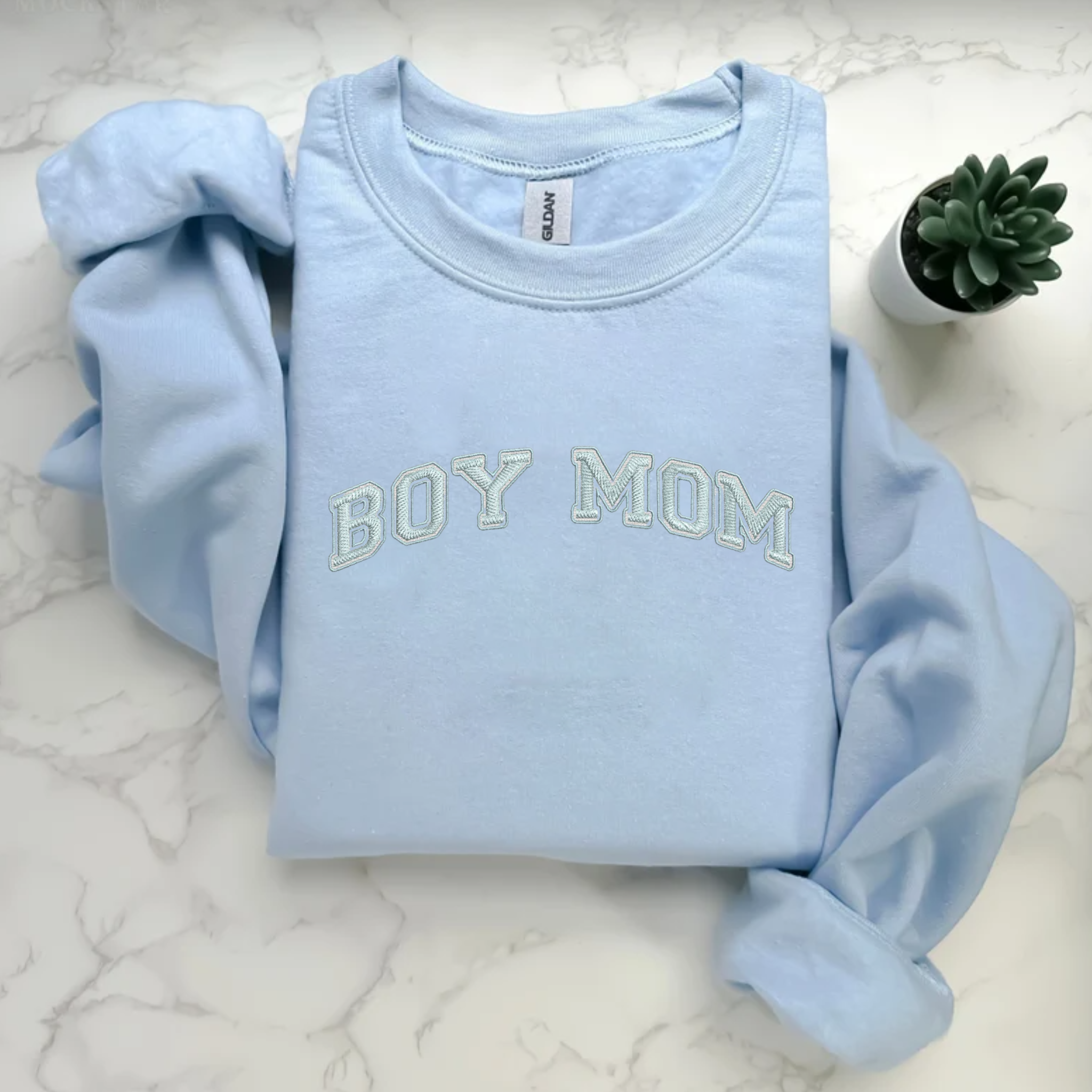 Custom Boy Mom Embroidery Sweatshirt, Matching Mommy and Me Crewneck, Gift for Mom EM2