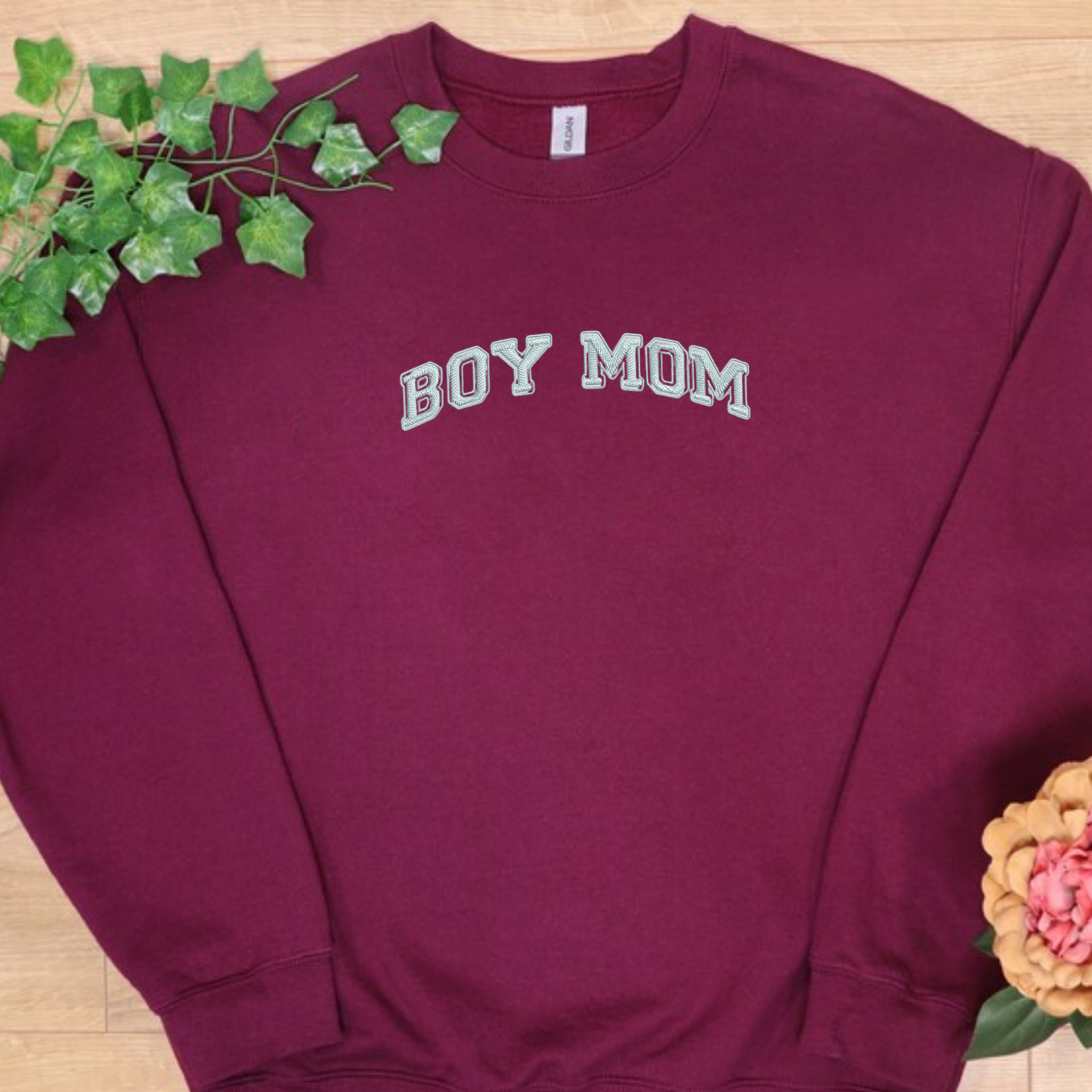 Custom Boy Mom Embroidery Sweatshirt, Matching Mommy and Me Crewneck, Gift for Mom EM2