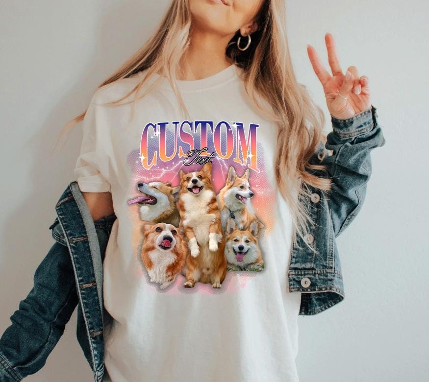 Custom Comfort Colors? Retro Dog Shirt, Personalized Pet Tee, Custom Photo Vintage 90s Graphic, Bootleg Rap Dog Shirt, Custom Design Tshirt CUSFB