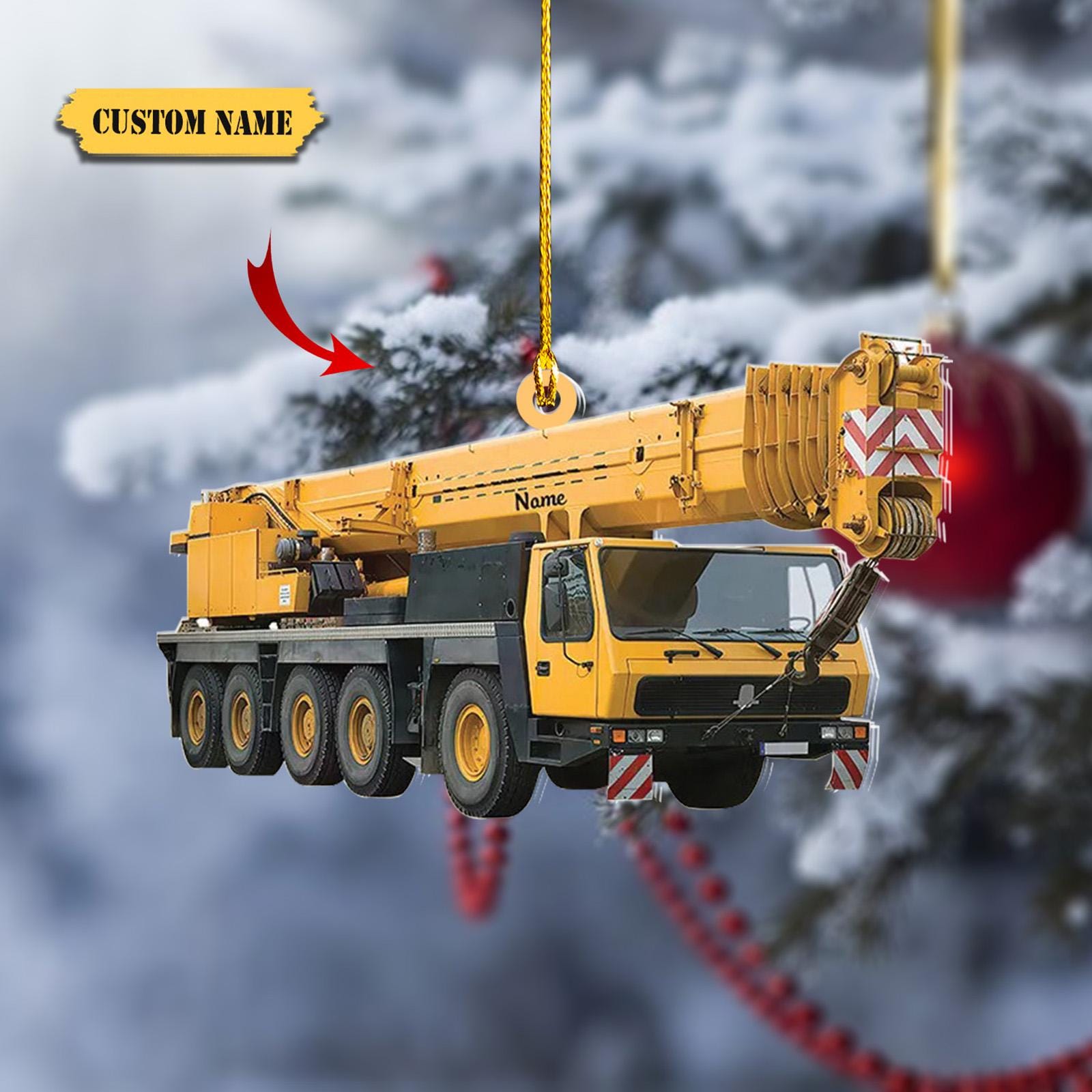 Custom Crane Vehicles Ornament 2D, Heavy Equipment Operator Ornament, Excavator Car, Gifts For Christmas HAOR0711