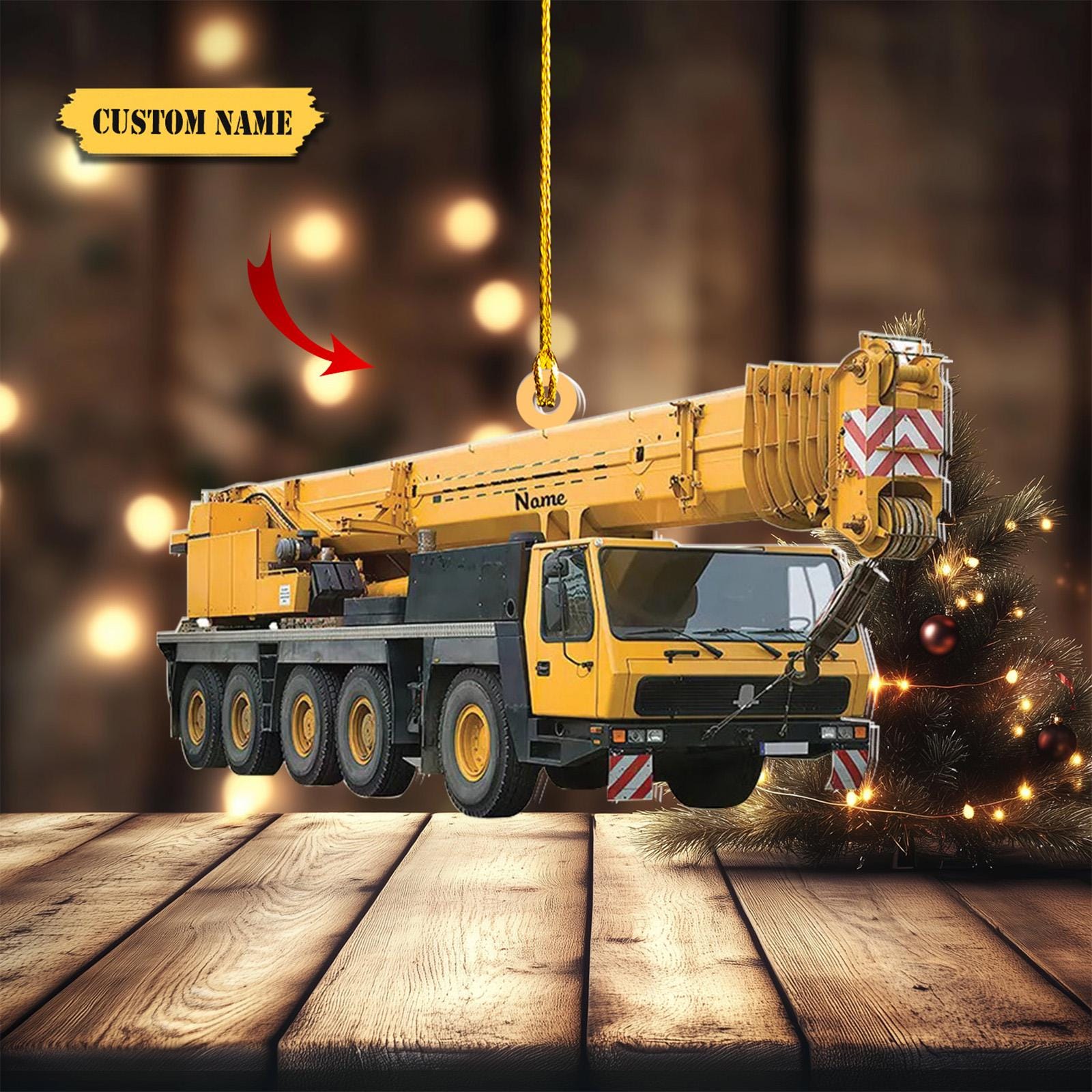 Custom Crane Vehicles Ornament 2D, Heavy Equipment Operator Ornament, Excavator Car, Gifts For Christmas HAOR0711