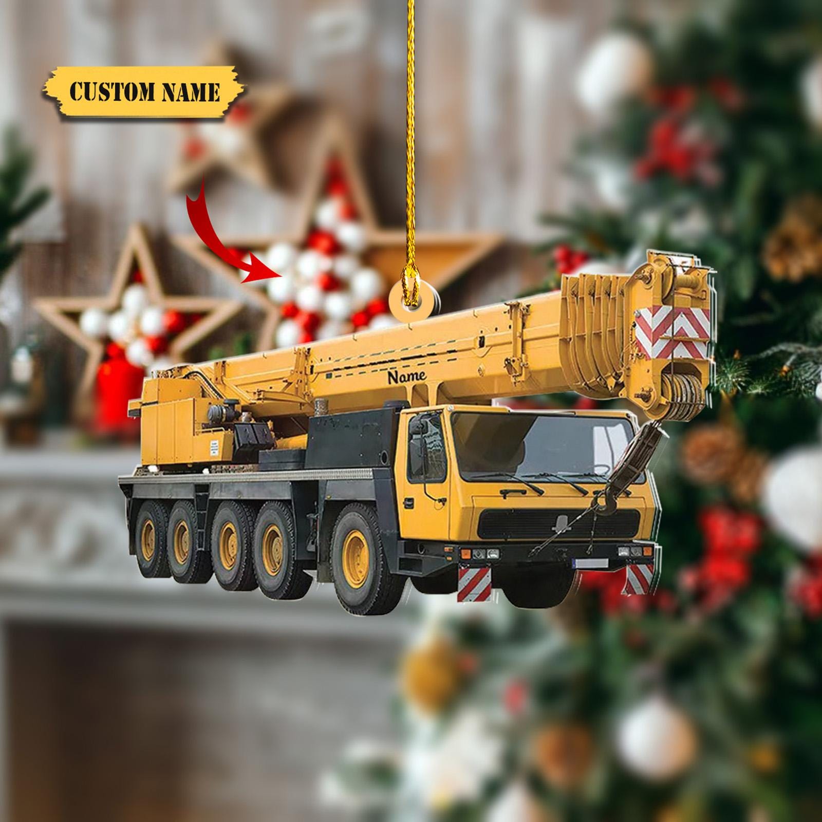 Custom Crane Vehicles Ornament 2D, Heavy Equipment Operator Ornament, Excavator Car, Gifts For Christmas HAOR0711