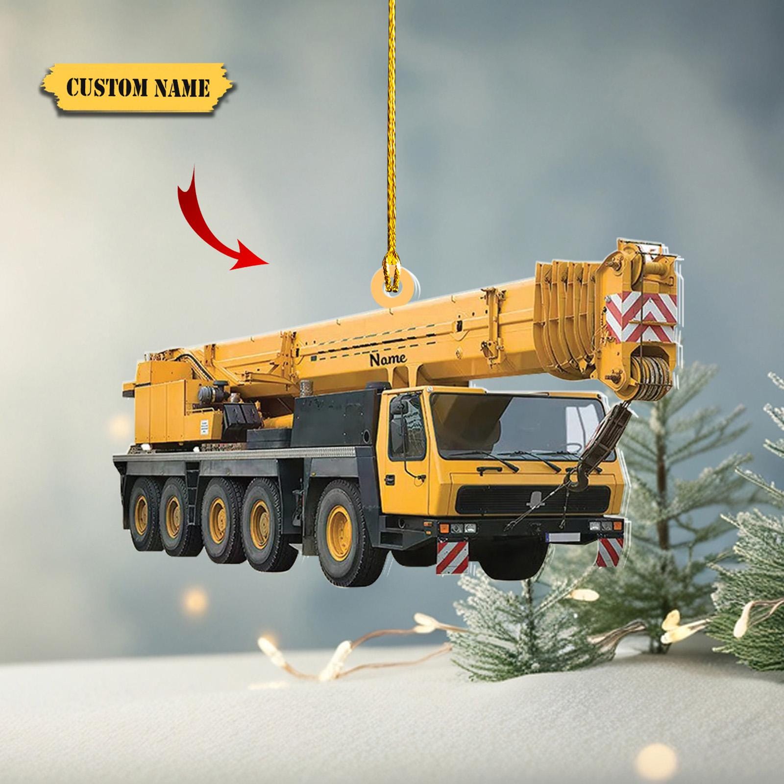 Custom Crane Vehicles Ornament 2D, Heavy Equipment Operator Ornament, Excavator Car, Gifts For Christmas HAOR0711