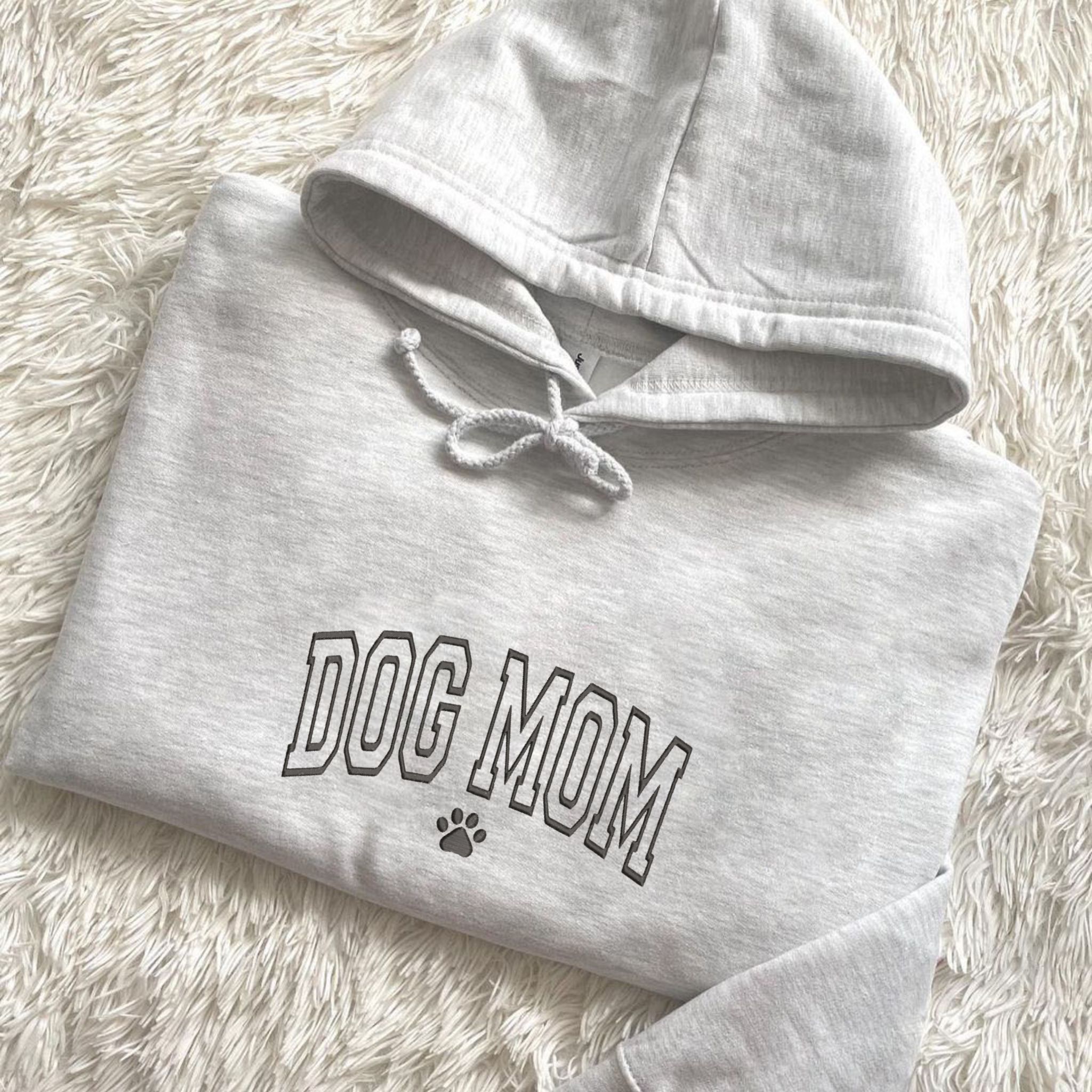 Custom Embroidered Dog Mom Hoodie, Personalized Hoodie With Icon, Gift For Dog Lovers EM1