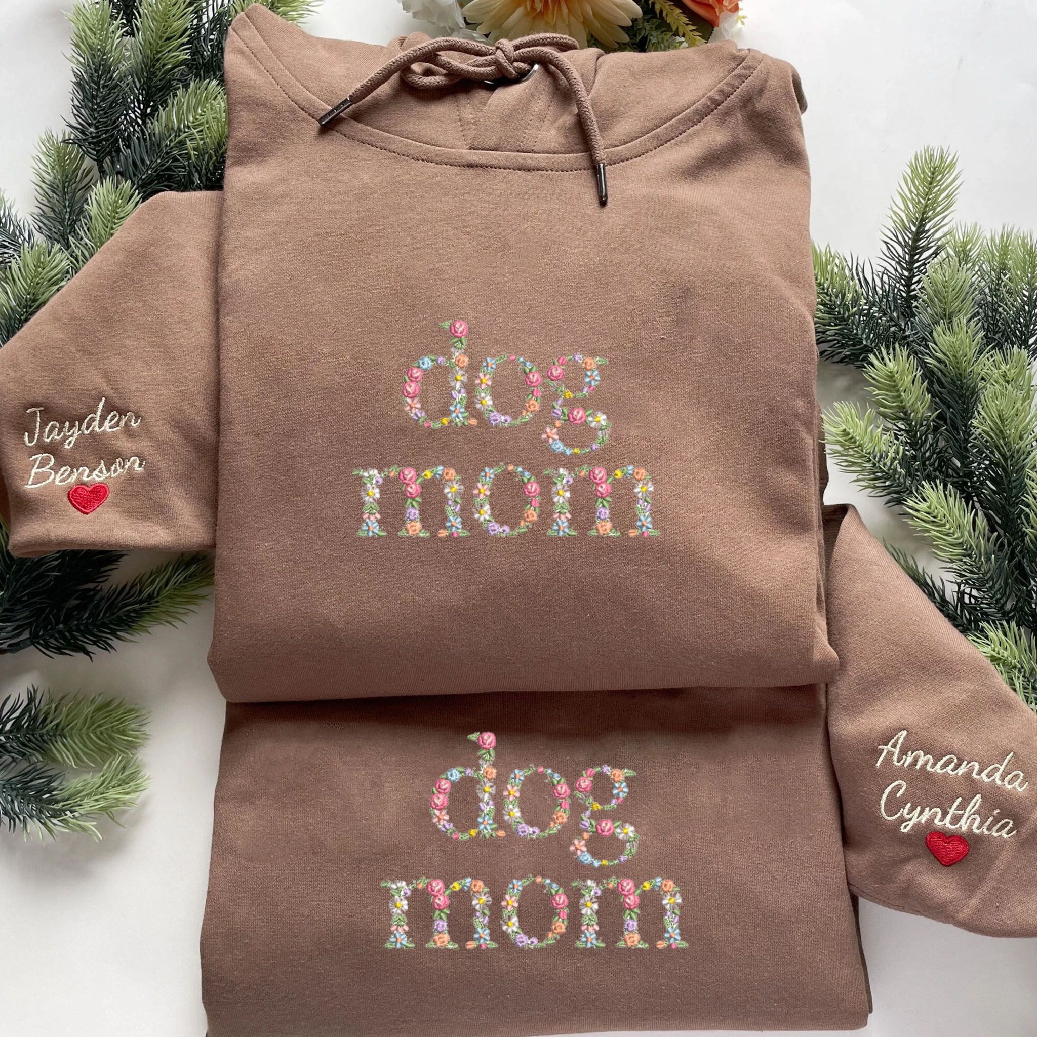 Custom Embroidered Dog Mom Hoodie, Personalized Hoodie With Icon, Gift For Dog Owners EM3