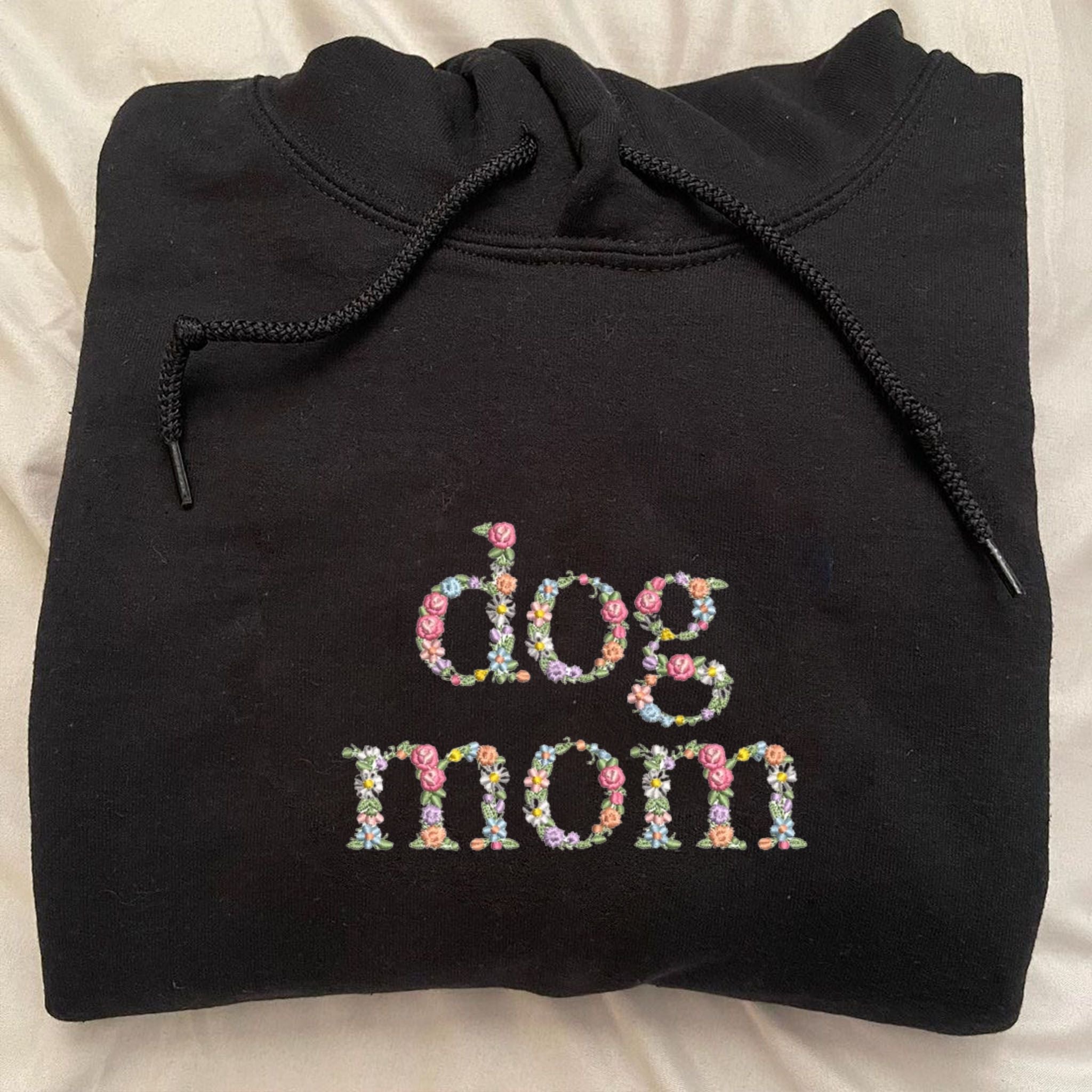 Custom Embroidered Dog Mom Hoodie, Personalized Hoodie With Icon, Gift For Dog Owners EM3