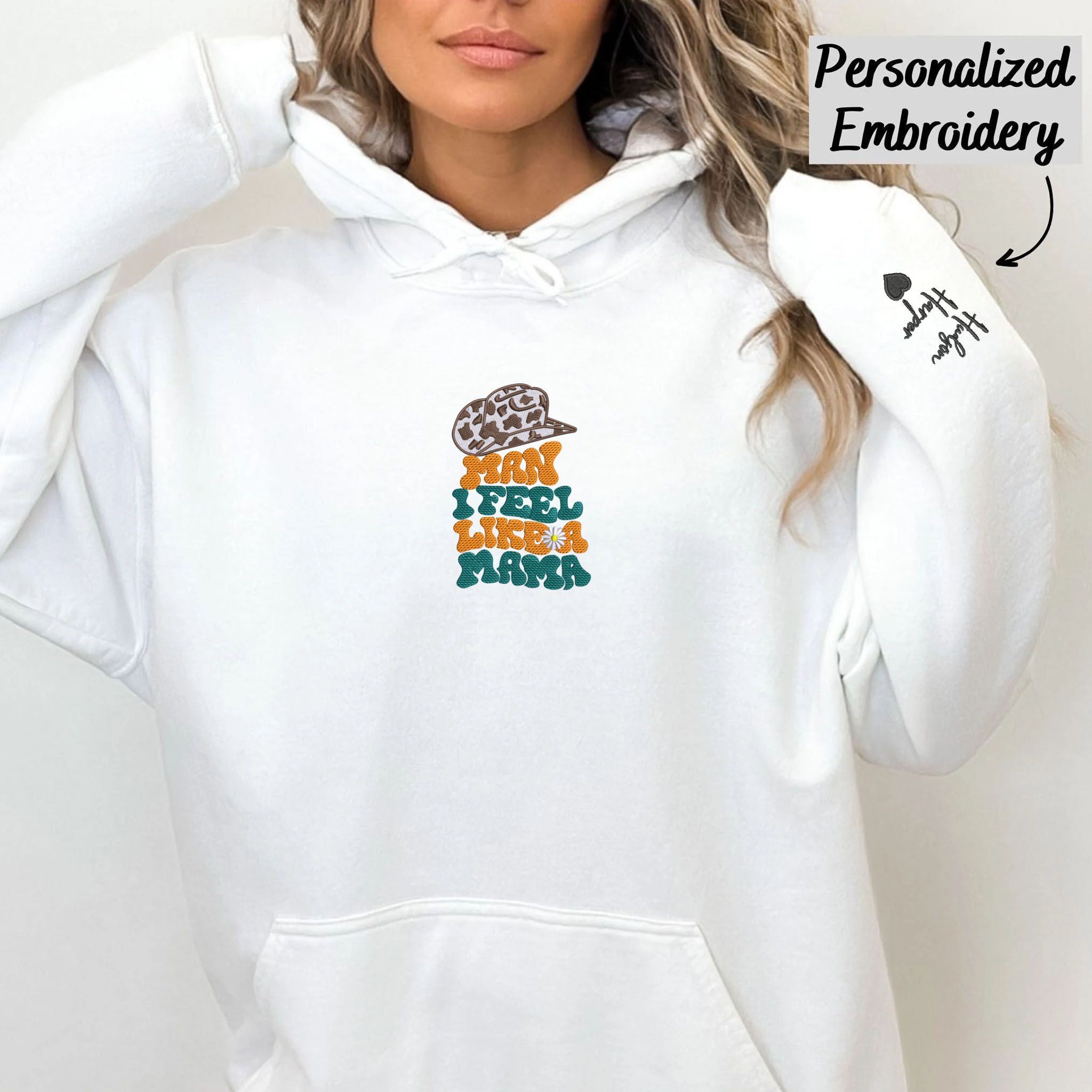 Custom Embroidered Hoodie For New Mom - Man I Feel Like A Mama Embroidery, Gift For New Mom EM3