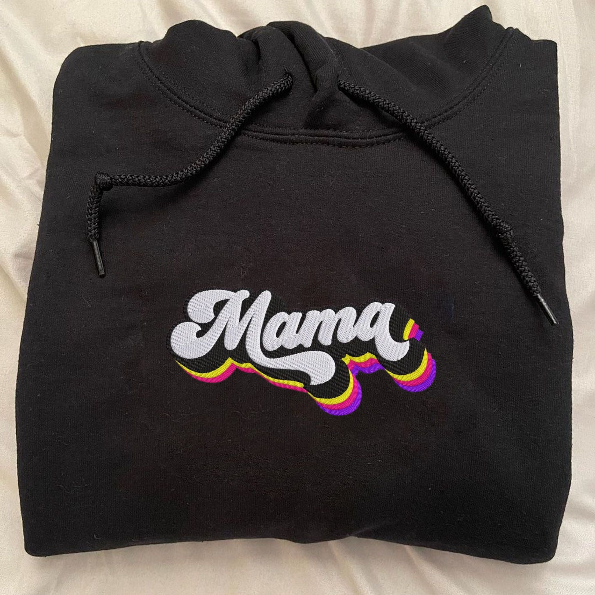 Custom Embroidered Mama Hoodie, Personalized Hoodie With Icon Or Initial On Sleeve EM3