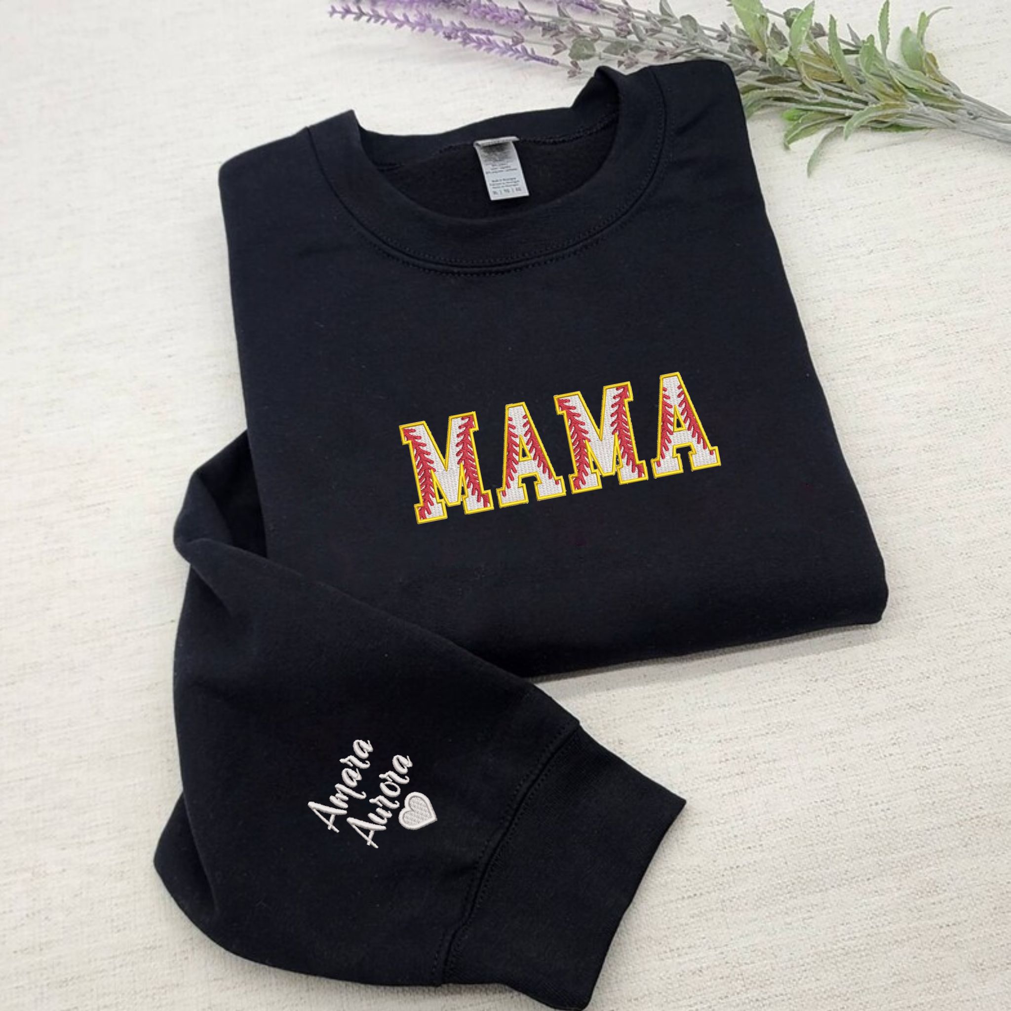 Custom Embroidered Mama Sweatshirt, Personalized Sweater With Embroidery Flower Letters, Thoughful Gift For Mother EM2