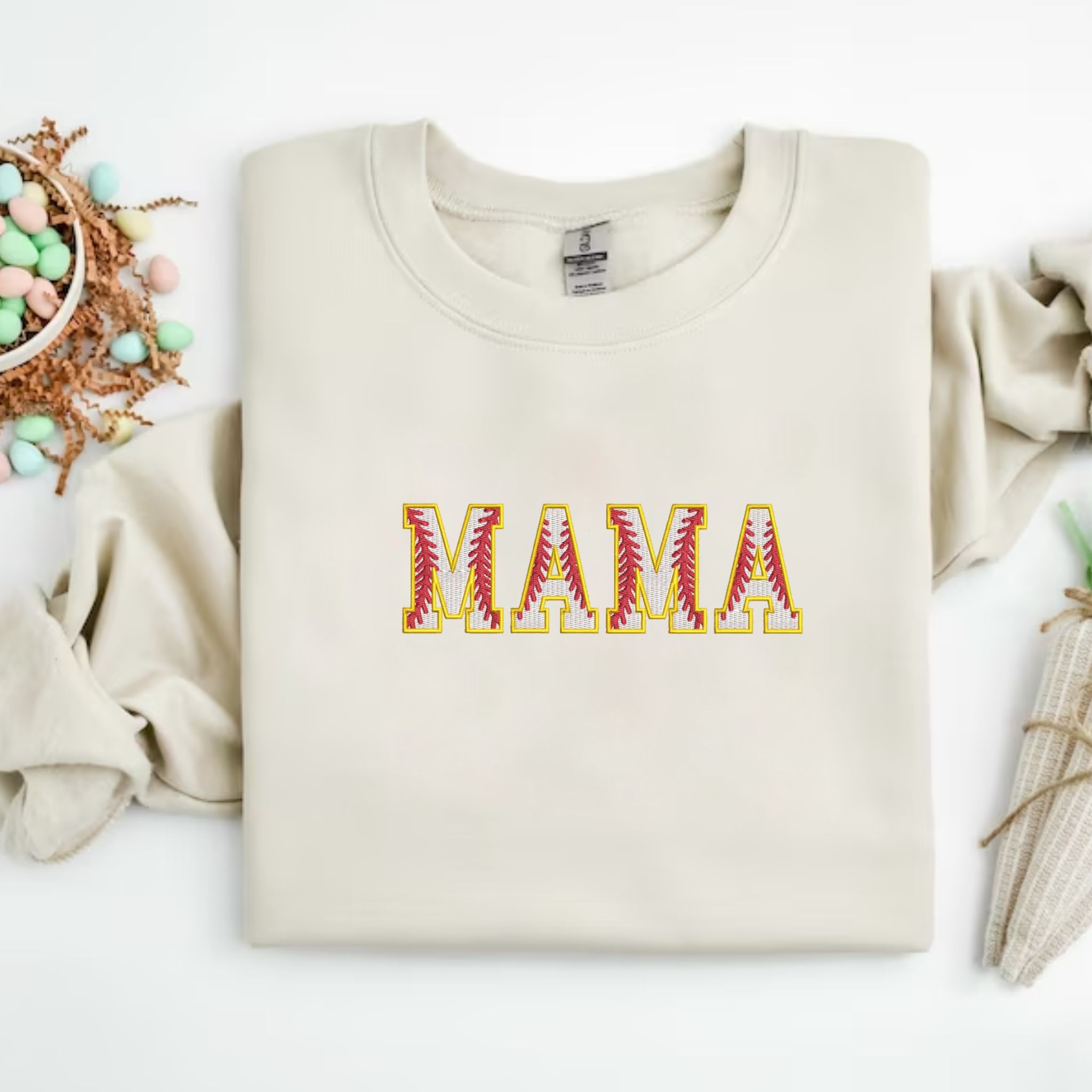 Custom Embroidered Mama Sweatshirt, Personalized Sweater With Embroidery Flower Letters, Thoughful Gift For Mother EM2