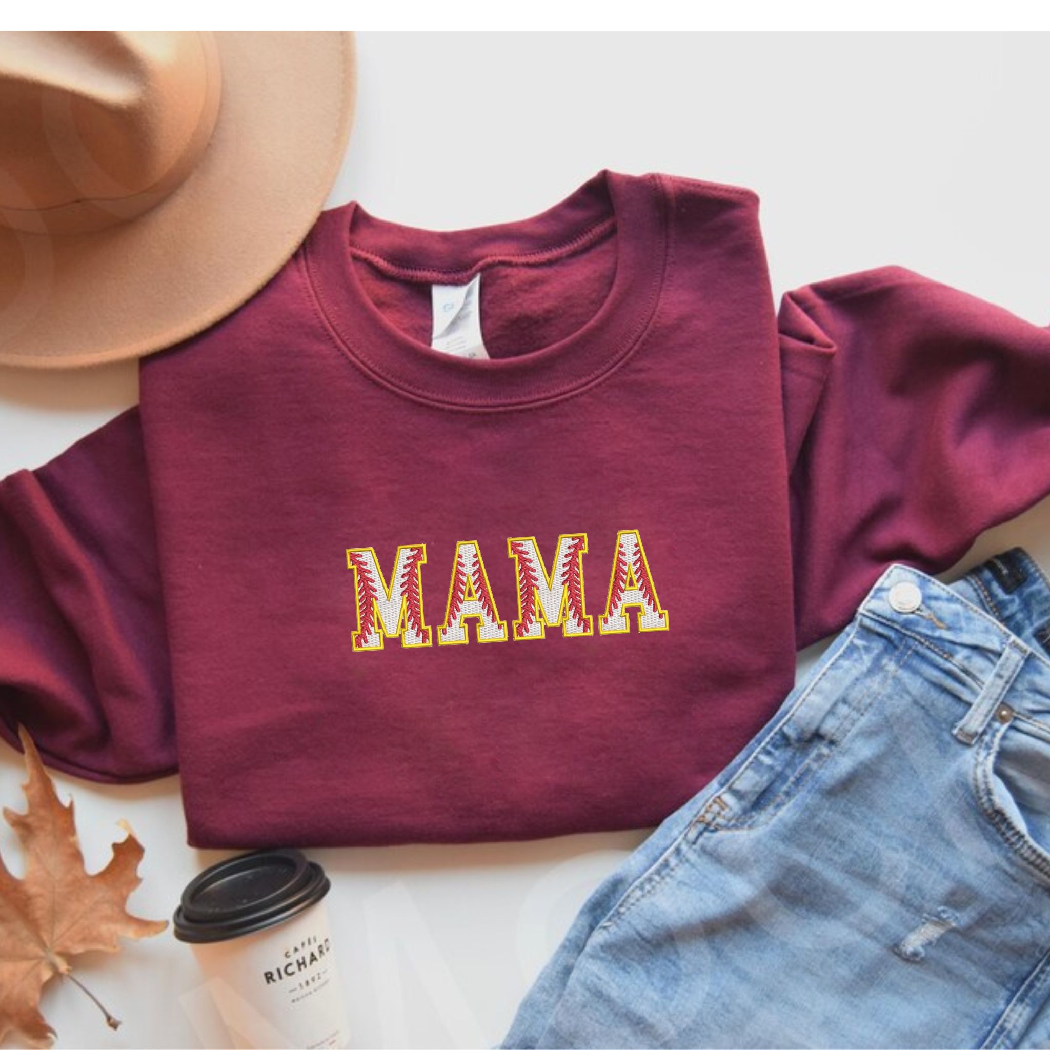 Custom Embroidered Mama Sweatshirt, Personalized Sweater With Embroidery Flower Letters, Thoughful Gift For Mother EM2