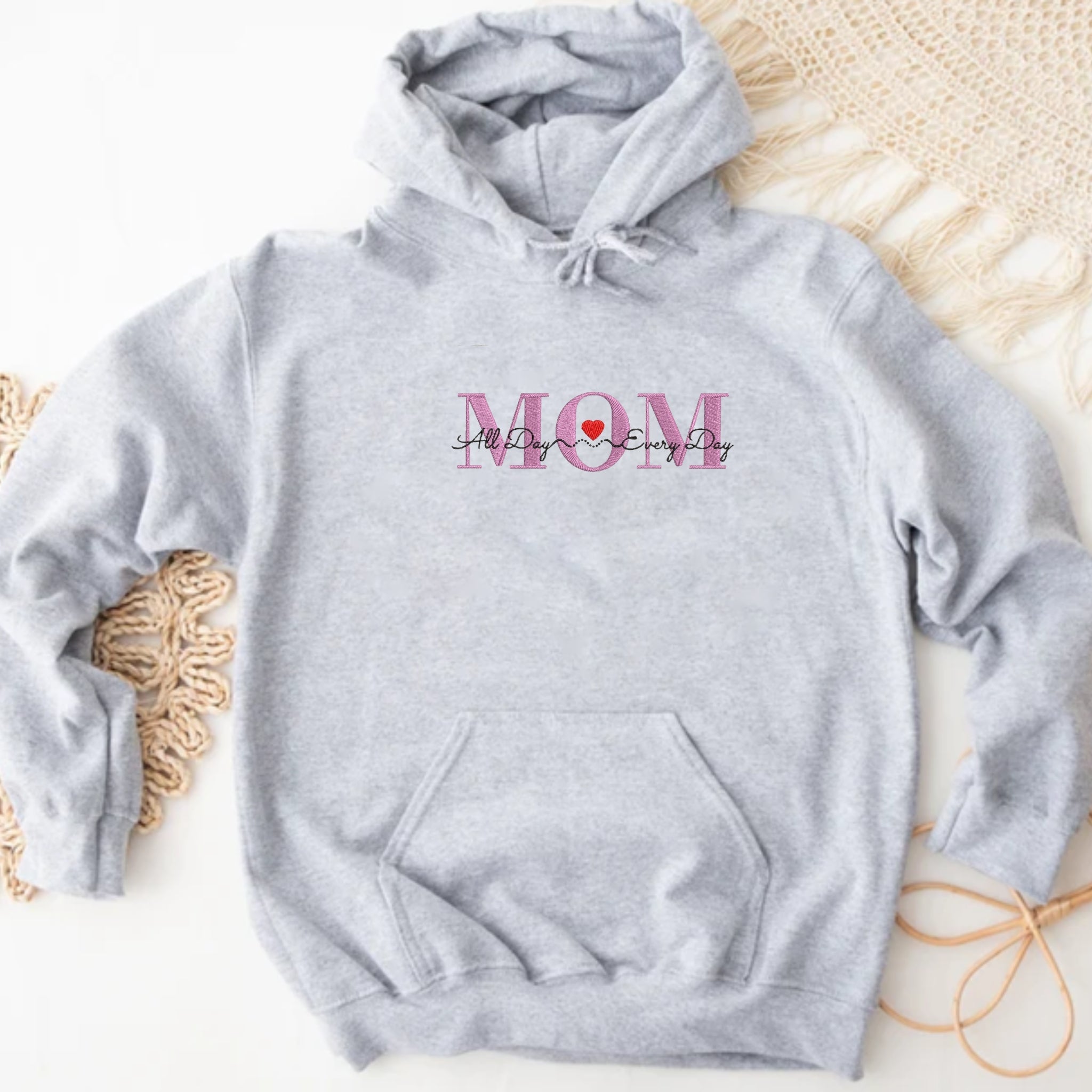 Custom Embroidered Mom With Kid Name Hoodie, Personalized With Kid Names, Mother's Day Gift Idea EM2