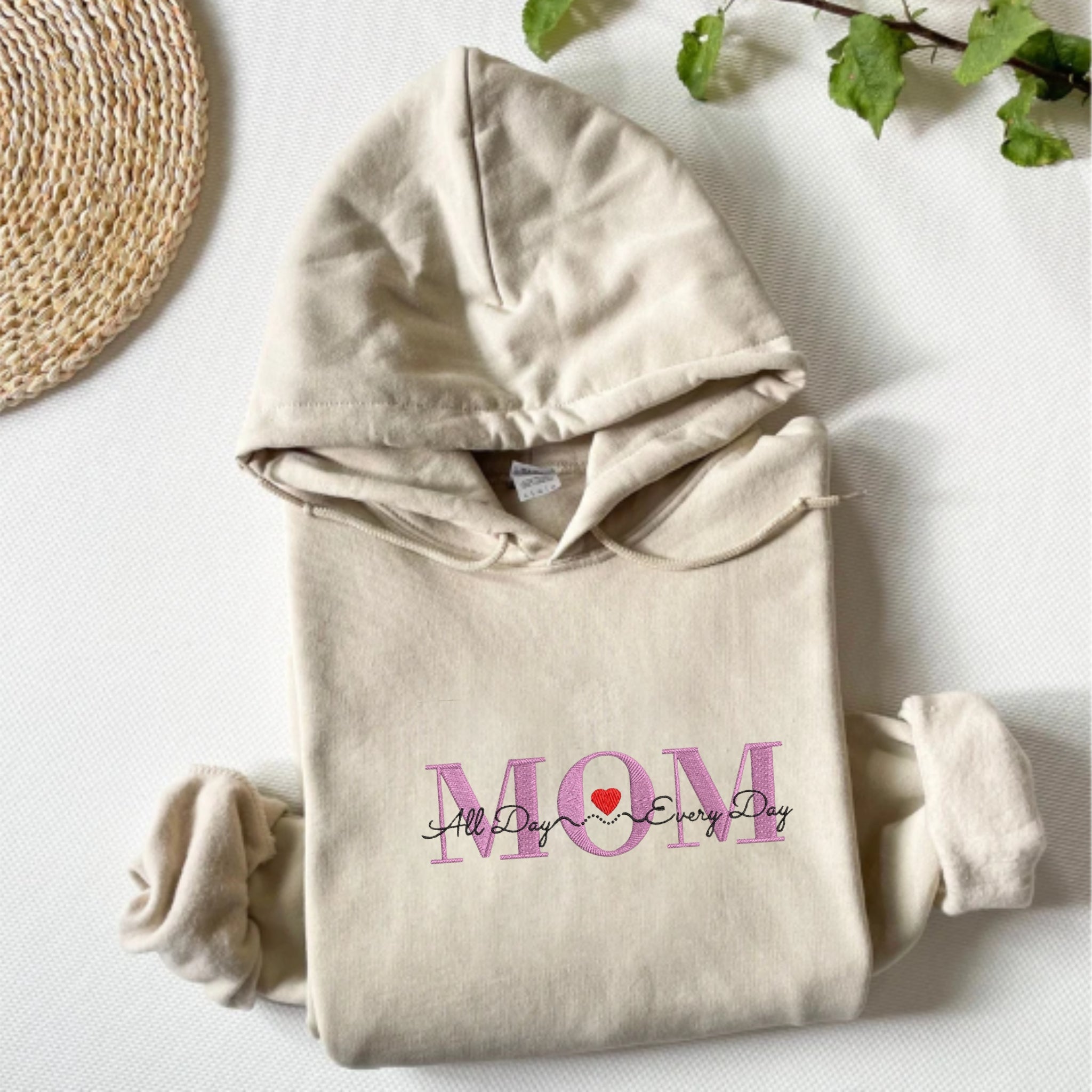 Custom Embroidered Mom With Kid Name Hoodie, Personalized With Kid Names, Mother's Day Gift Idea EM2