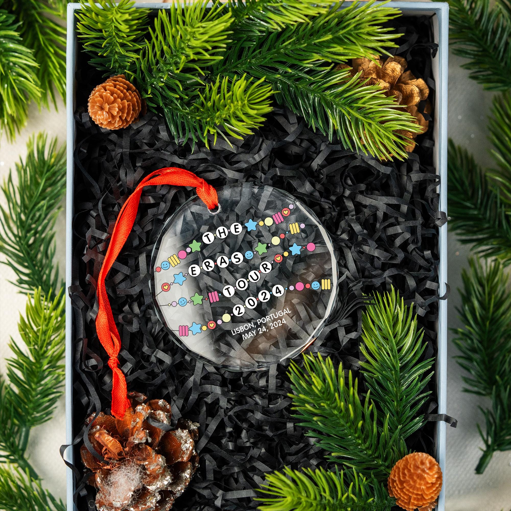 Custom Eras-Tour 2024 Glass Ornament, Custom Swifte Ornament, Swifte Christmas Ornament, Christmas Tour Ornament, Christmas Decoration O2610H