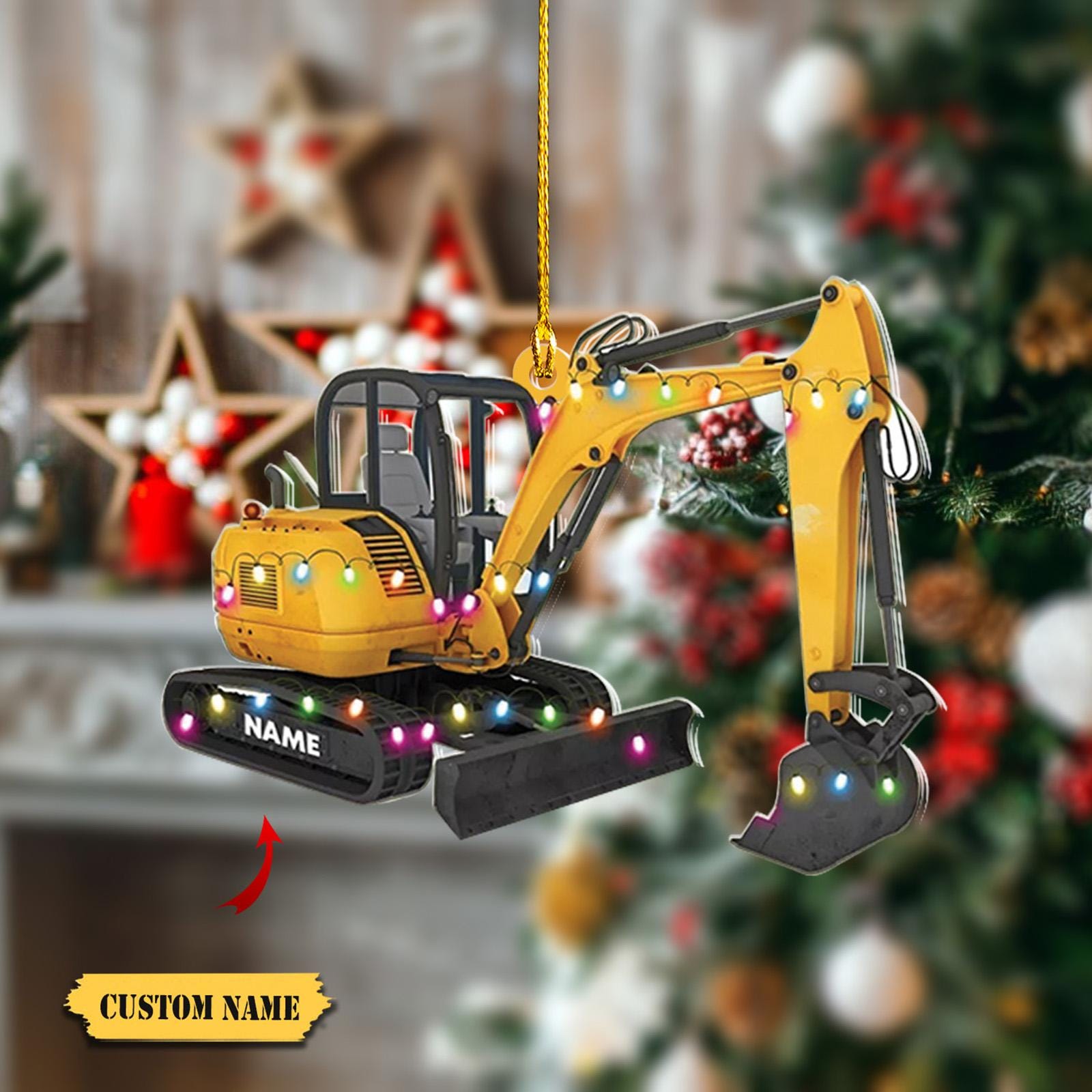 Custom Excavator Christmas Ornament 2D, Excavator Christmas tree hanging decoration, Gifts For Christmas HAOR0711