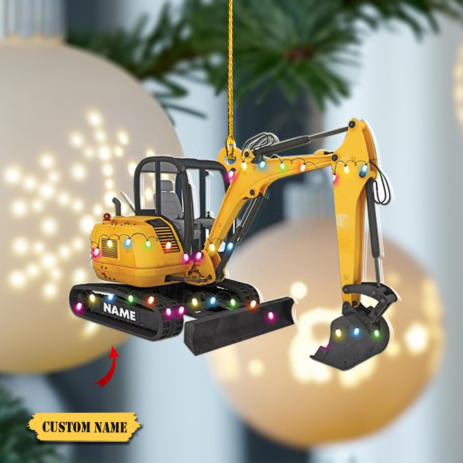 Custom Excavator Christmas Ornament 2D, Excavator Christmas tree hanging decoration, Gifts For Christmas HAOR0711