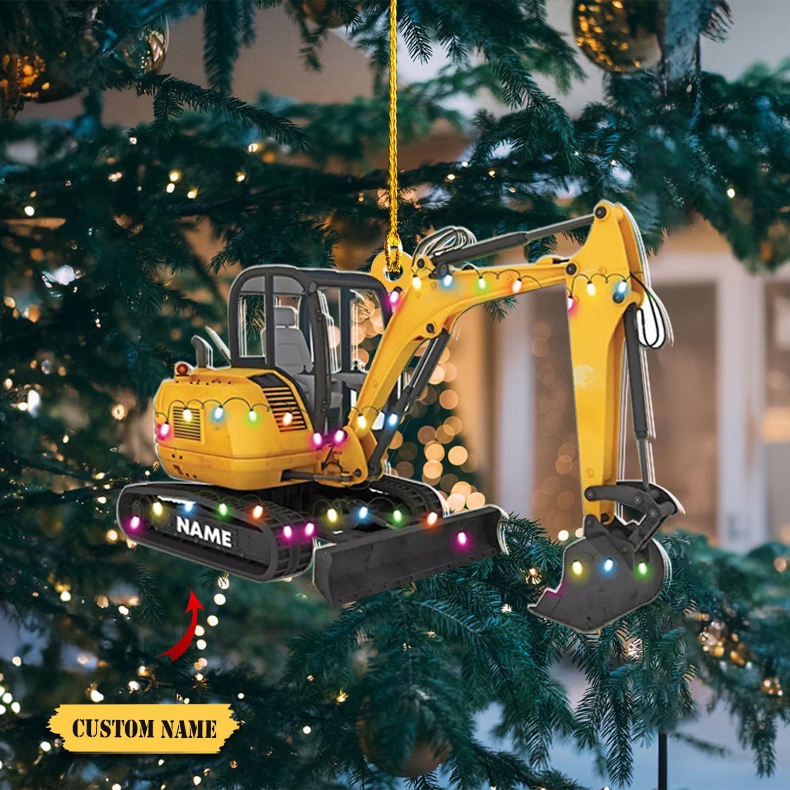 Custom Excavator Christmas Ornament 2D, Excavator Christmas tree hanging decoration, Gifts For Christmas HAOR0711