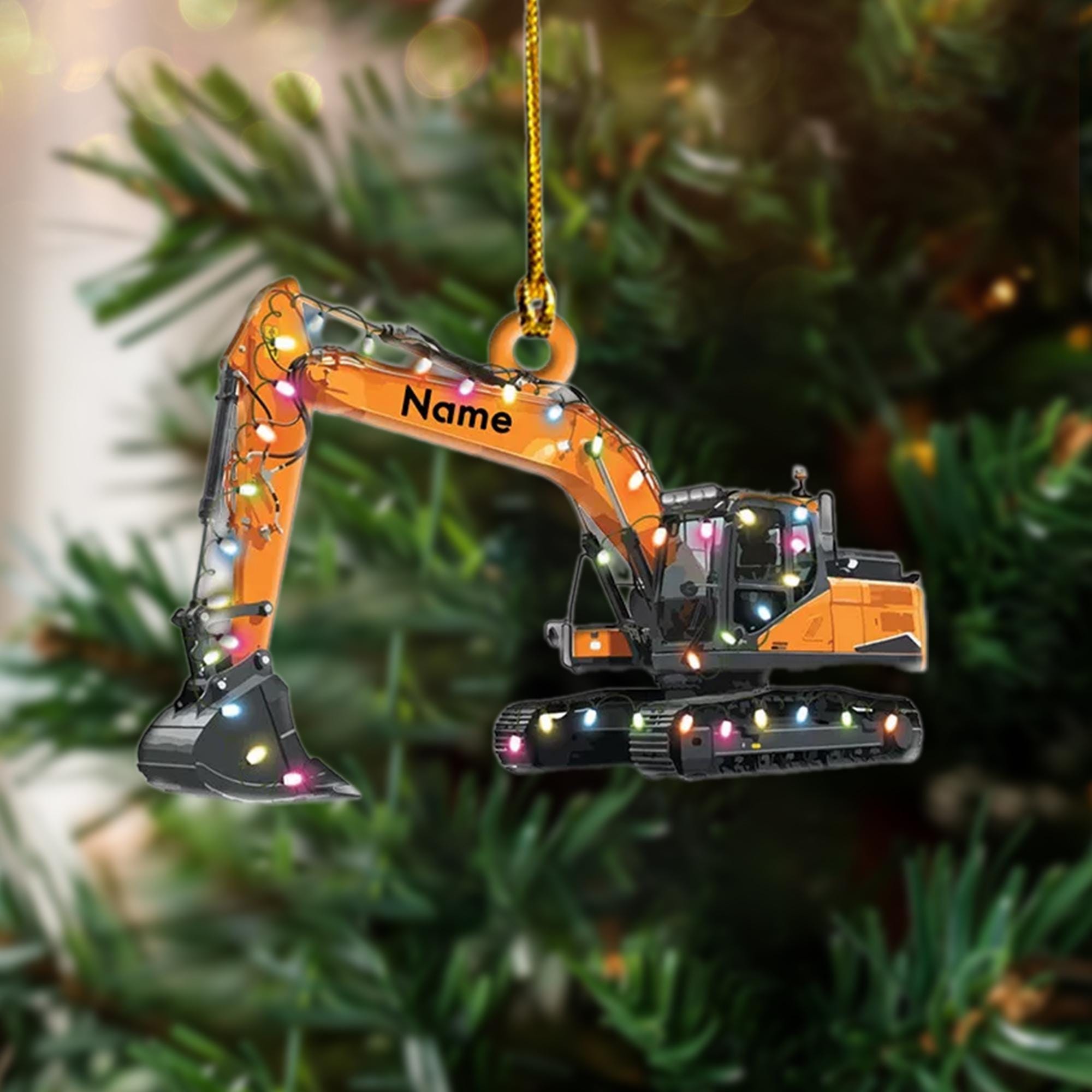 Custom Excavator Christmas Ornament, Personalized Flat Acrylic Ornament For Dad, Truck Ornament Christmas, Heavy Equipment Operator Ornament ORNO5