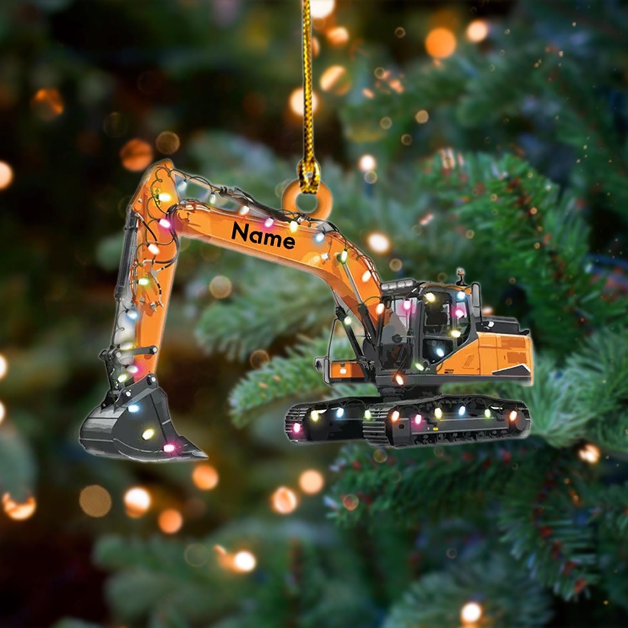 Custom Excavator Christmas Ornament, Personalized Flat Acrylic Ornament For Dad, Truck Ornament Christmas, Heavy Equipment Operator Ornament ORNO5