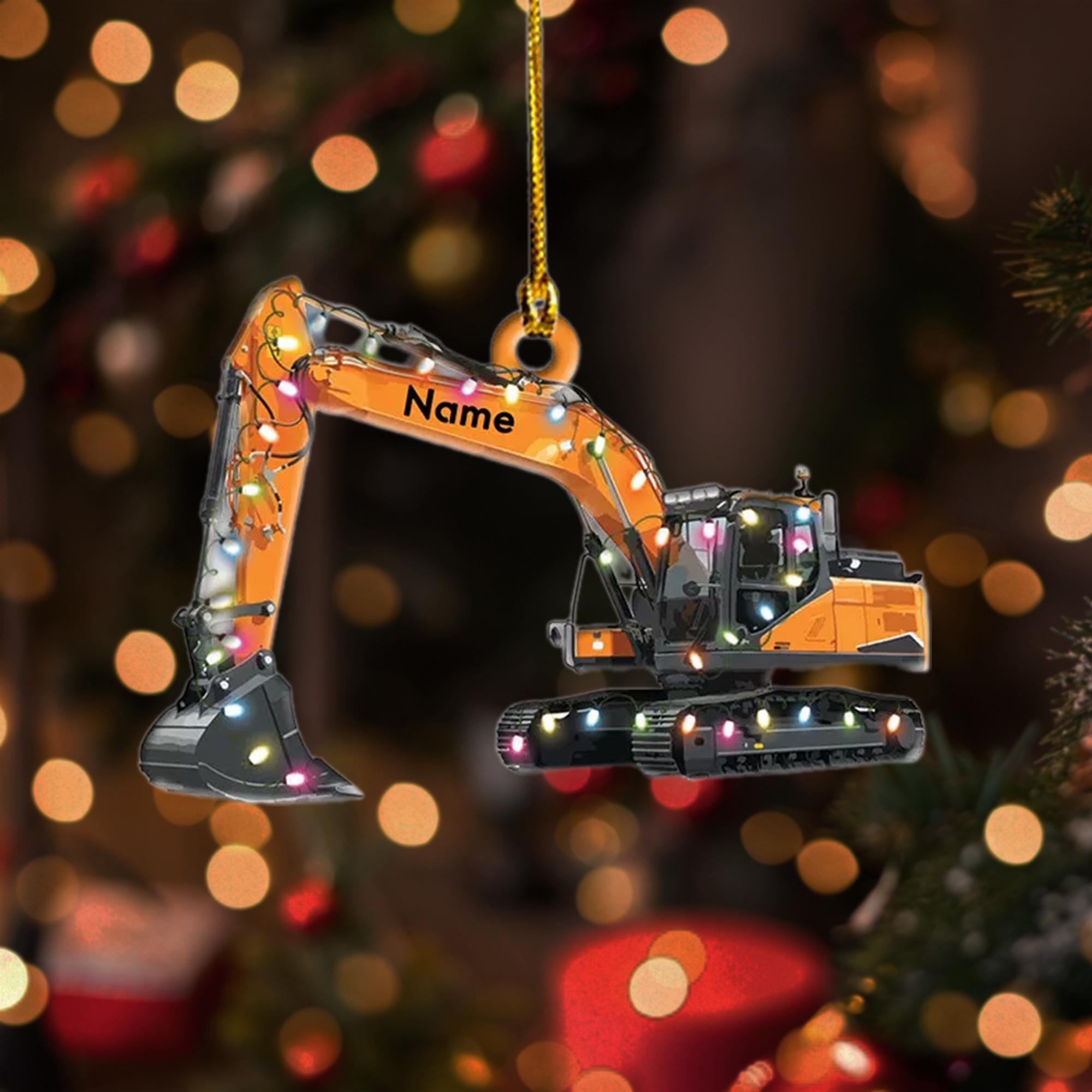 Custom Excavator Christmas Ornament, Personalized Flat Acrylic Ornament For Dad, Truck Ornament Christmas, Heavy Equipment Operator Ornament ORNO5