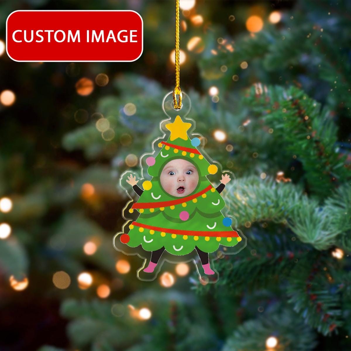 Custom Face Children Wearing Costumes In Christmas Theme Ornament, Custom Christmas Ornament Gift 2024, Custom Baby's First Christmas ORNO5