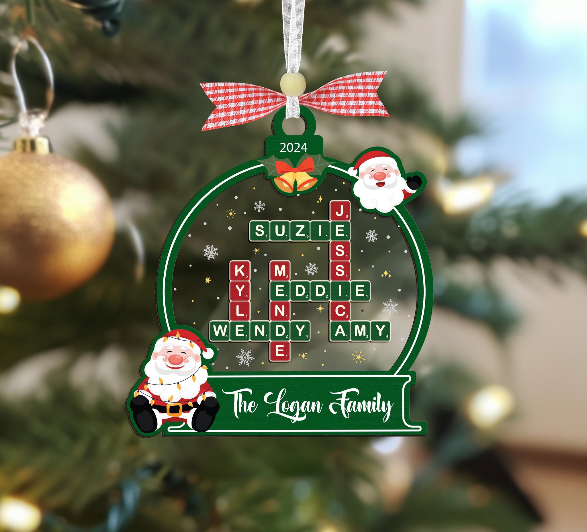 Custom Family Christmas Ornament,Family Crossword Ornament,Family Ornament,Family Name Puzzle,Grandparent Christmas Gift,Family Keepsake OROC24